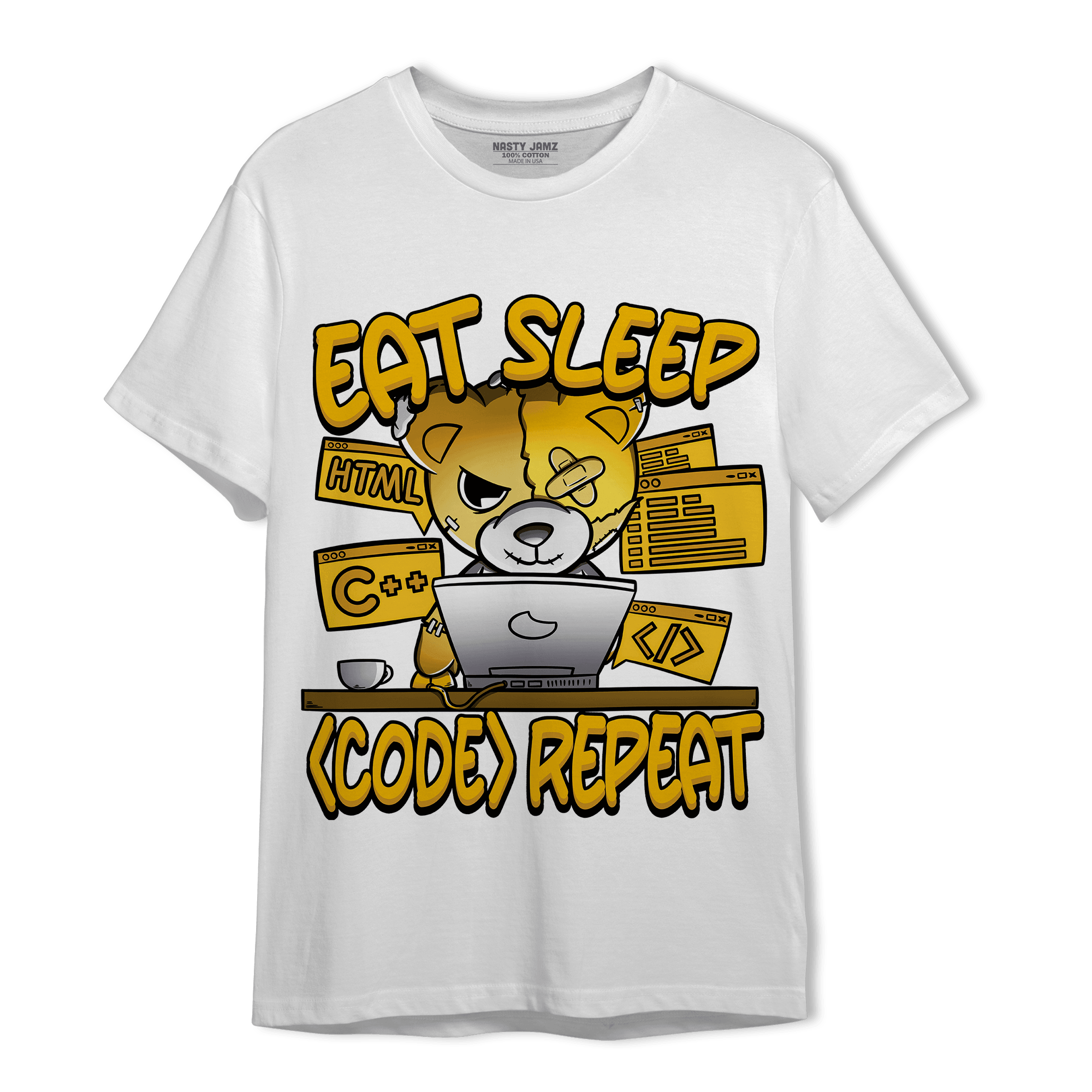 Yellow Ochre 1s T Shirt Match Eat Sleep Code BER - NastyJamz