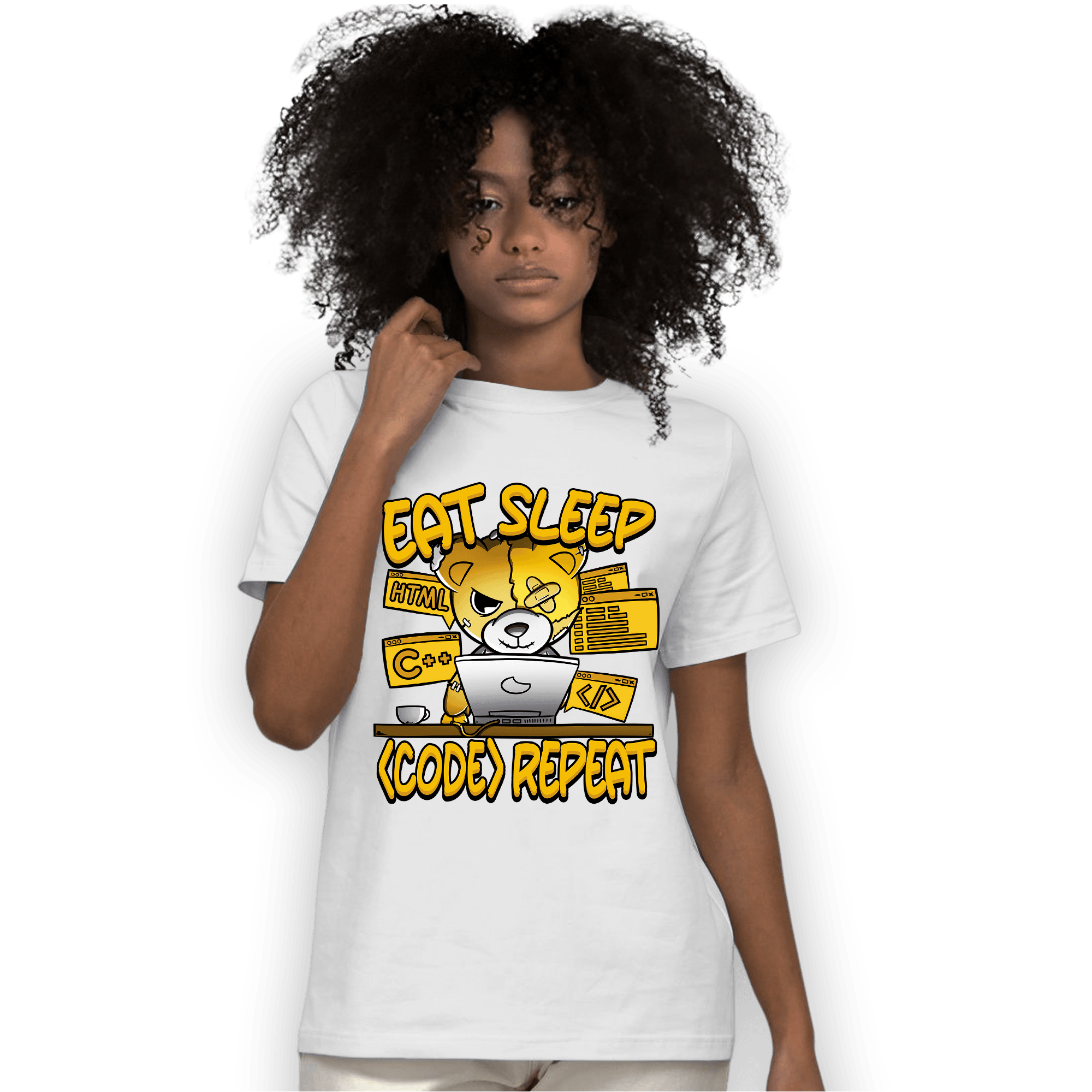 Yellow Ochre 1s T Shirt Match Eat Sleep Code BER - NastyJamz