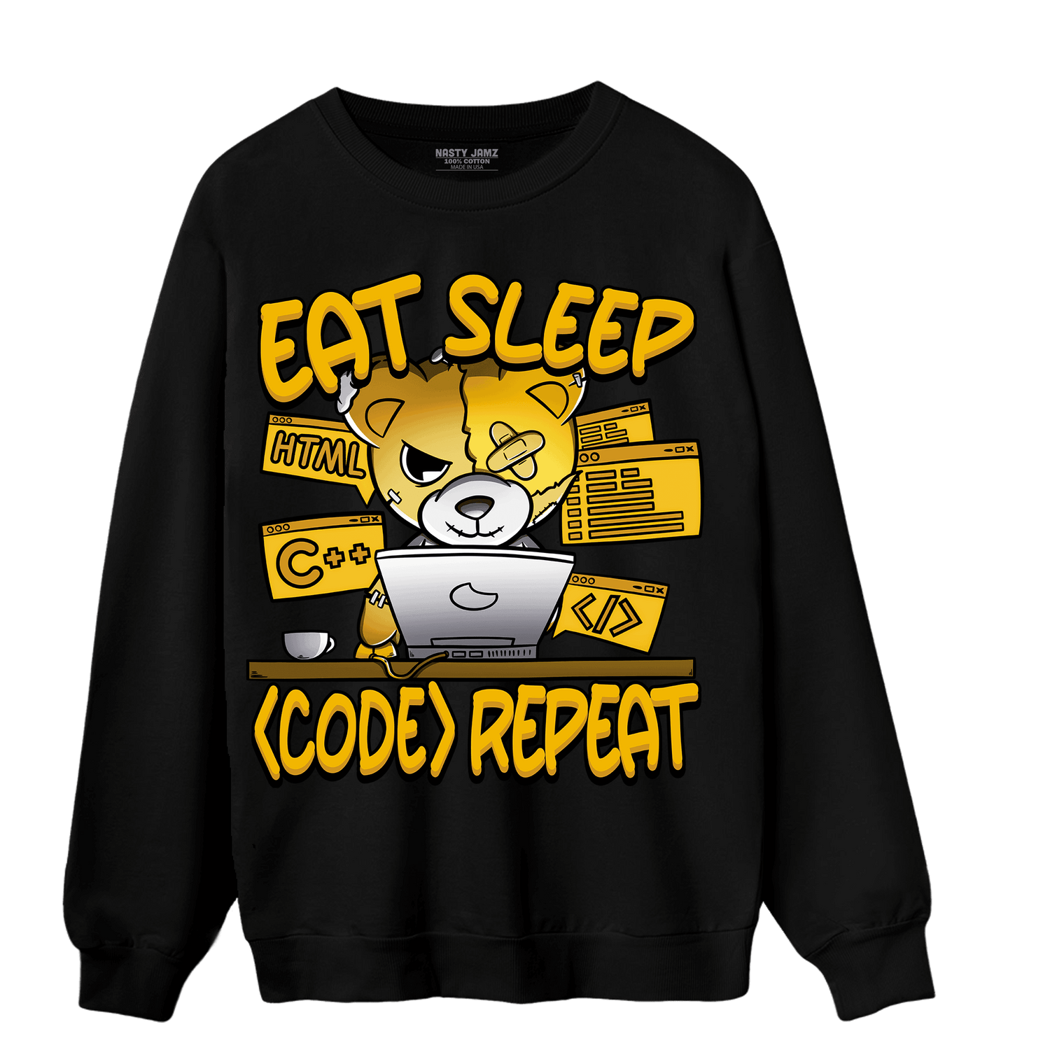 Yellow Ochre 1s Sweatshirt Match Eat Sleep Code BER - NastyJamz