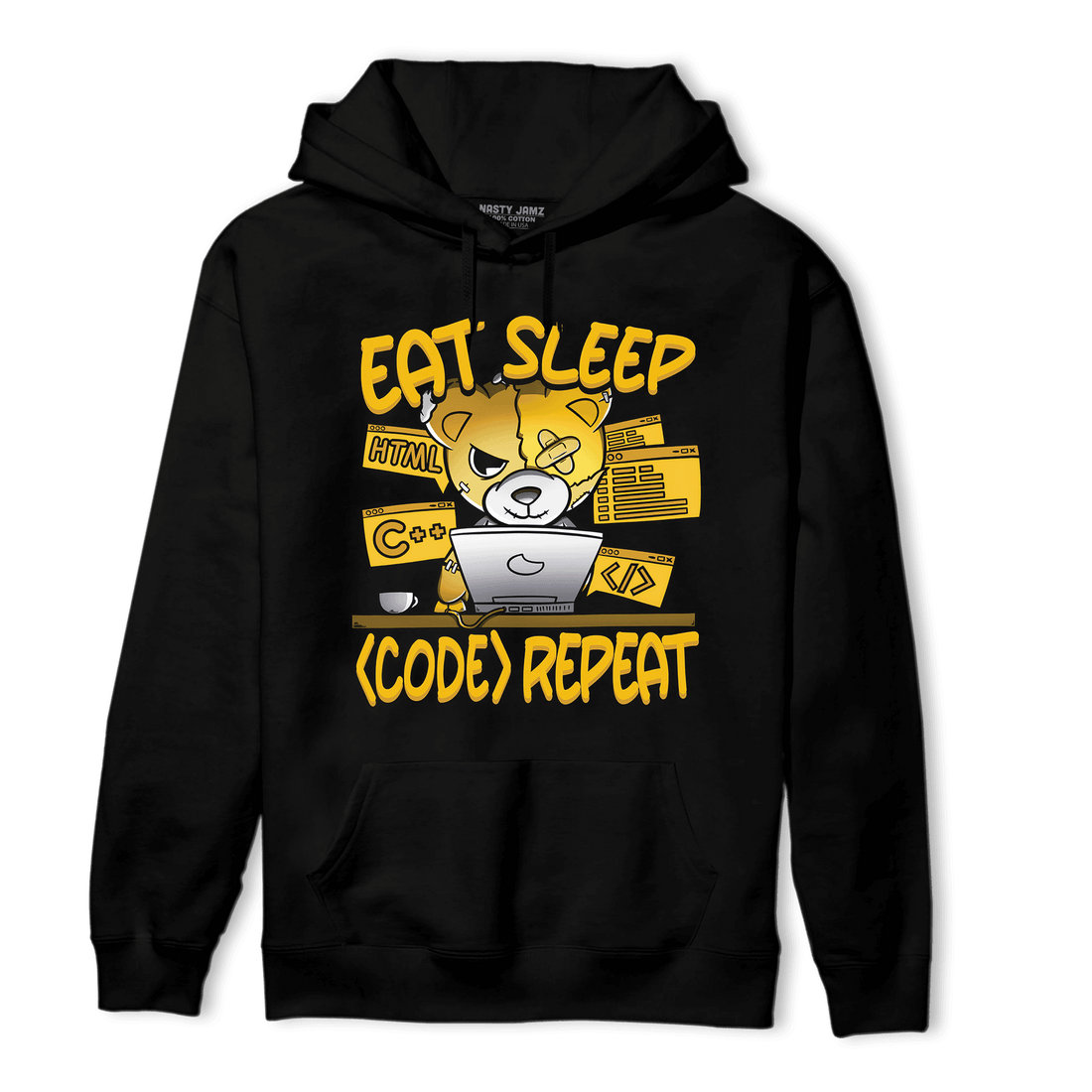 Yellow Ochre 1s Hoodie Match Eat Sleep Code BER - NastyJamz