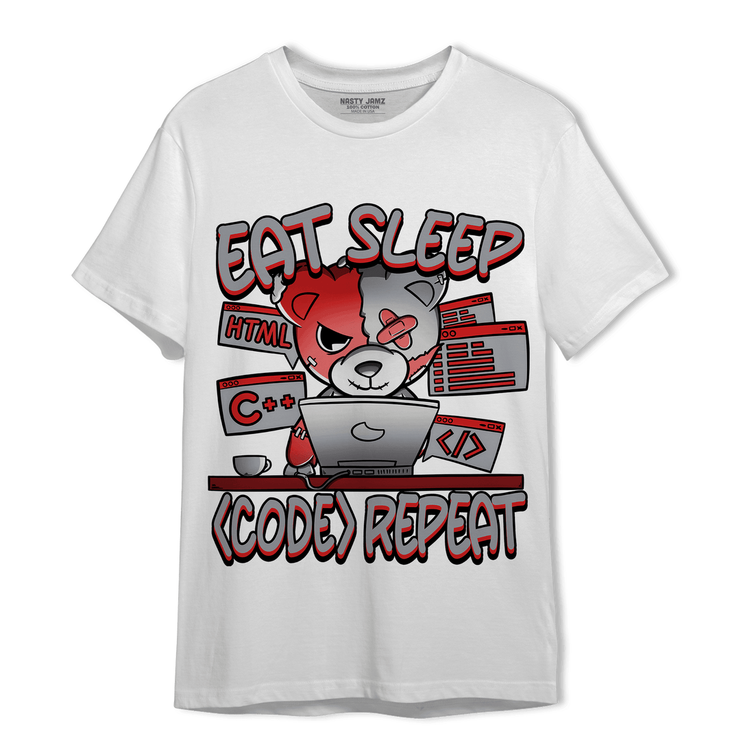 Bred Reimagined 4s T Shirt Match Eat Sleep Code BER - NastyJamz