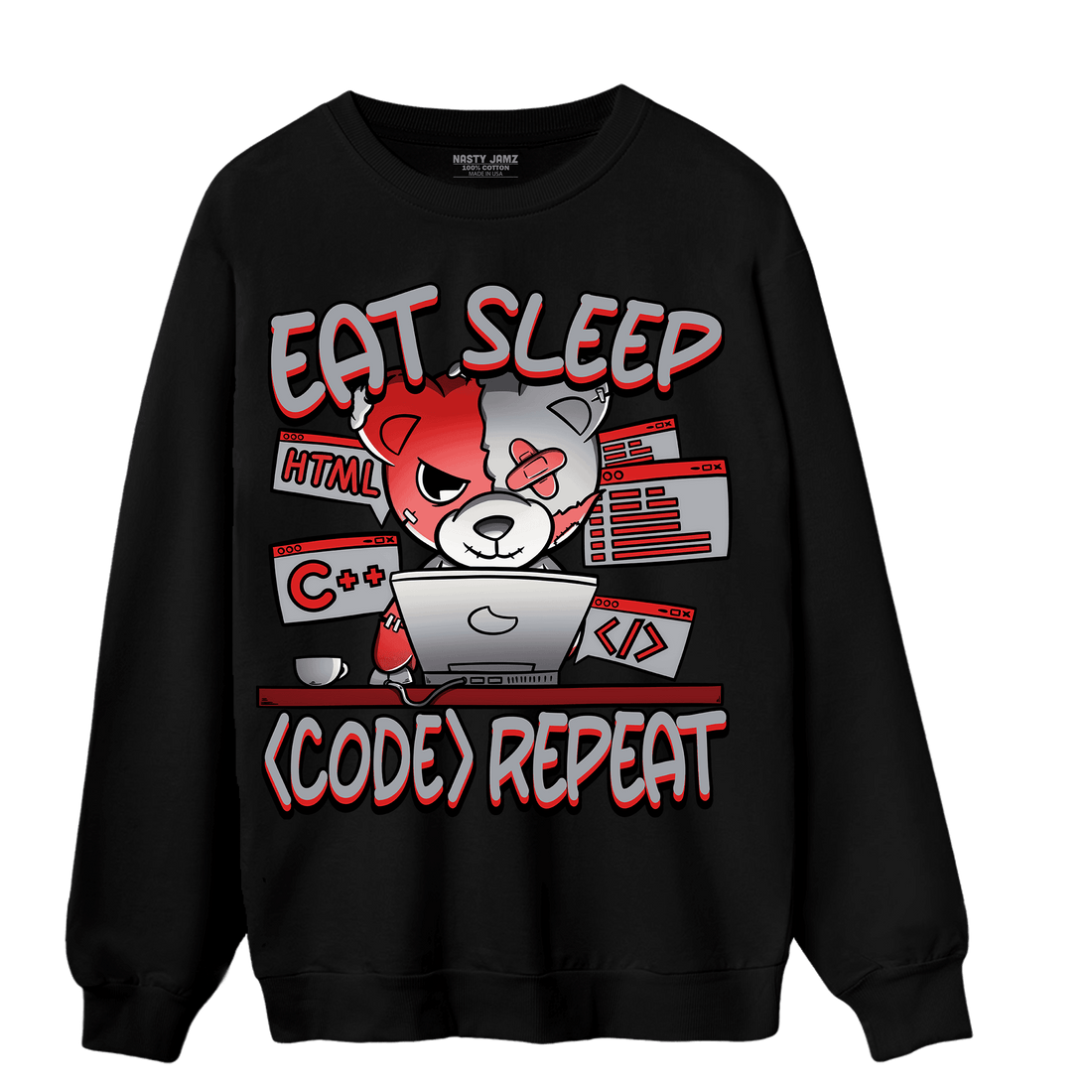 Bred Reimagined 4s Sweatshirt Match Eat Sleep Code BER - NastyJamz