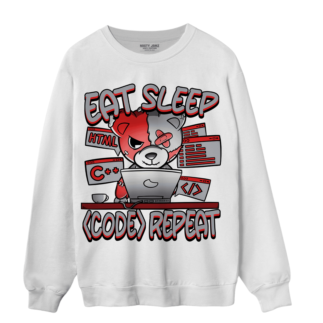 Bred Reimagined 4s Sweatshirt Match Eat Sleep Code BER - NastyJamz