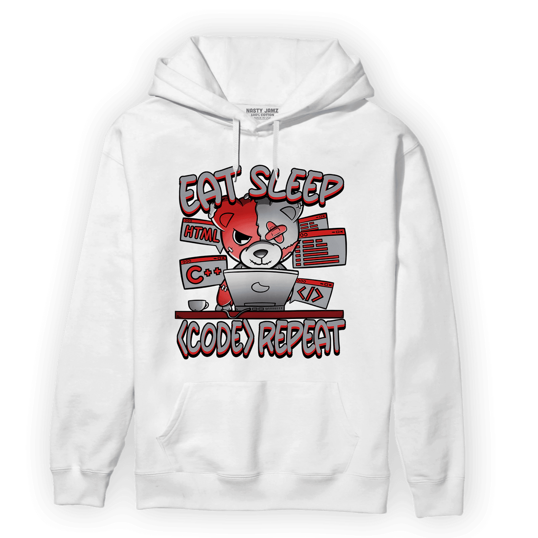 Bred Reimagined 4s Hoodie Match Eat Sleep Code BER - NastyJamz