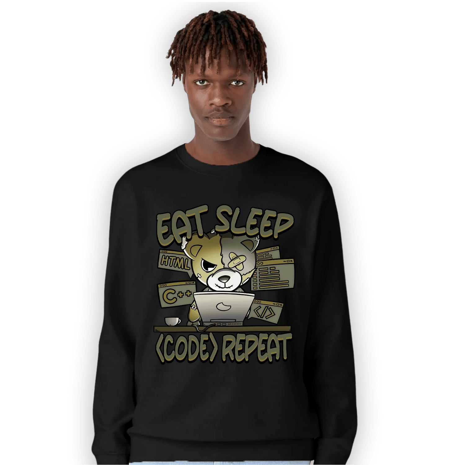 SE Craft Medium Olive 4s Sweatshirt Match Eat Sleep Code BER - NastyJamz