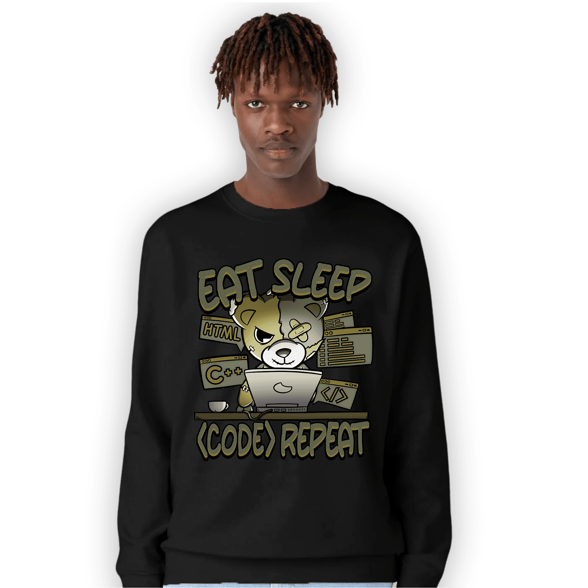 SE Craft Medium Olive 4s Sweatshirt Match Eat Sleep Code BER - NastyJamz