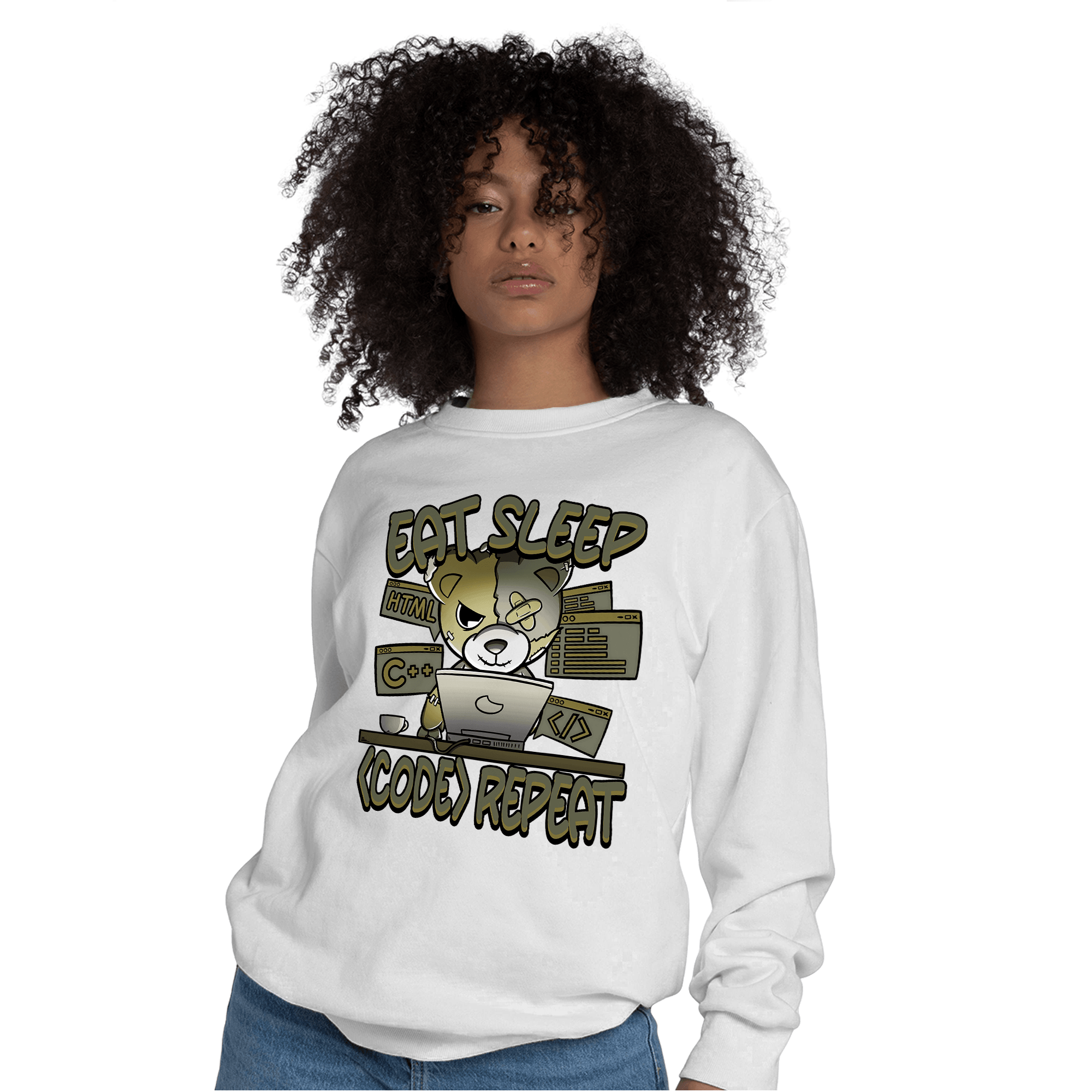 SE Craft Medium Olive 4s Sweatshirt Match Eat Sleep Code BER - NastyJamz