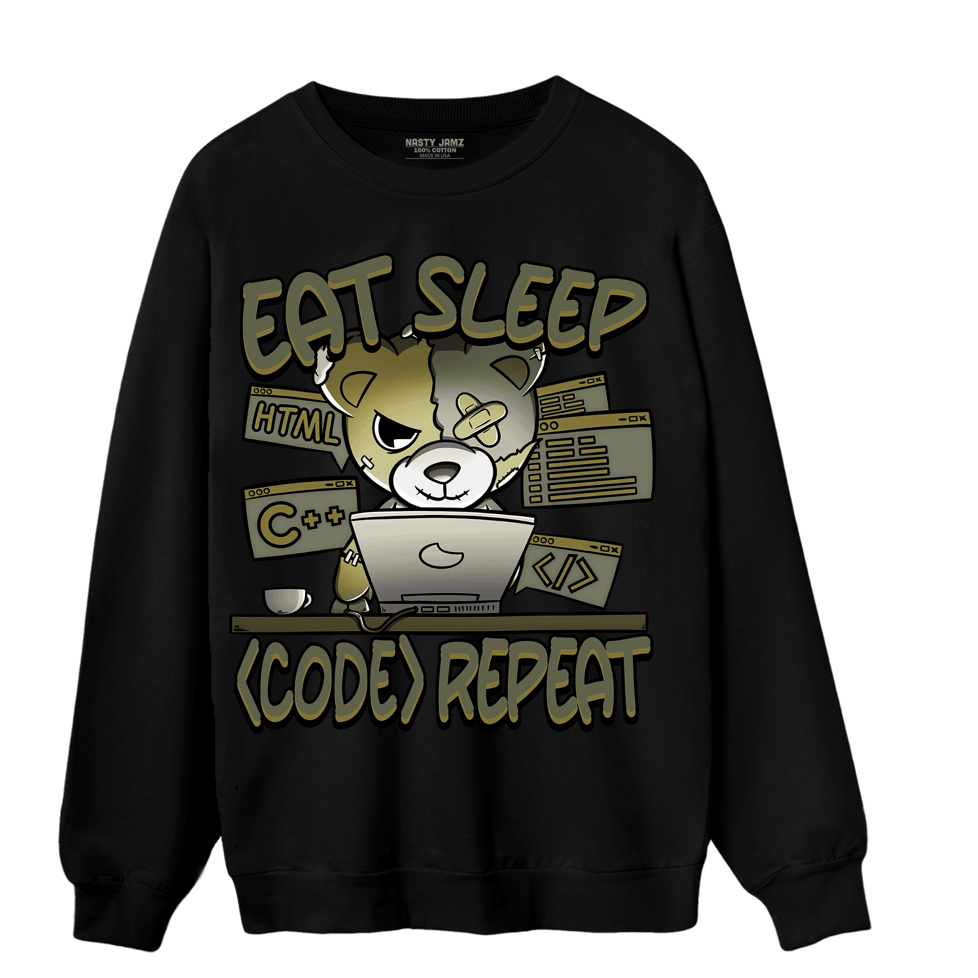 SE Craft Medium Olive 4s Sweatshirt Match Eat Sleep Code BER - NastyJamz
