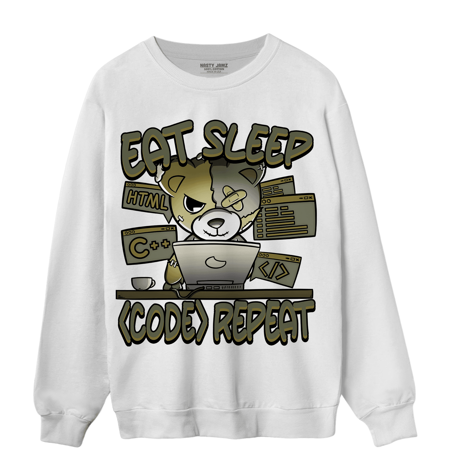 SE Craft Medium Olive 4s Sweatshirt Match Eat Sleep Code BER - NastyJamz
