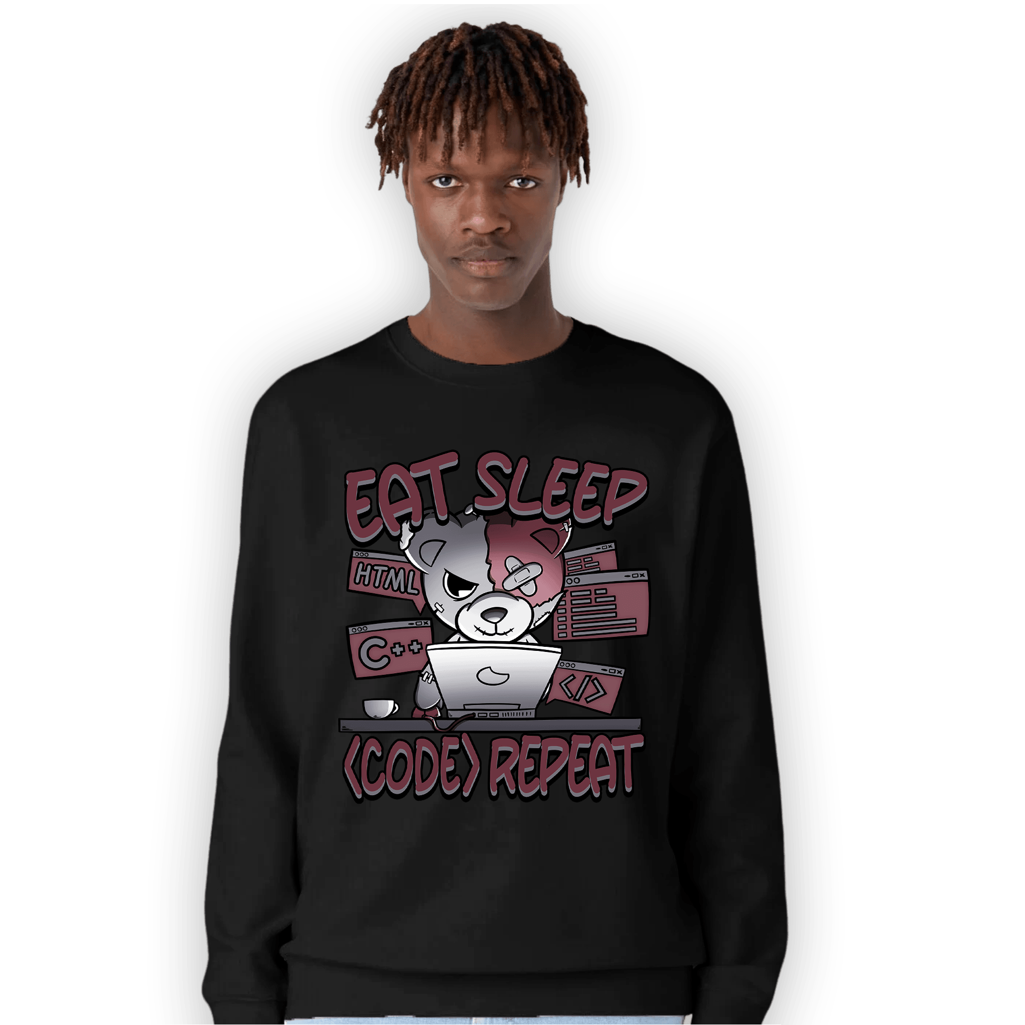 Burgundy 5s Sweatshirt Match Eat Sleep Code BER - NastyJamz