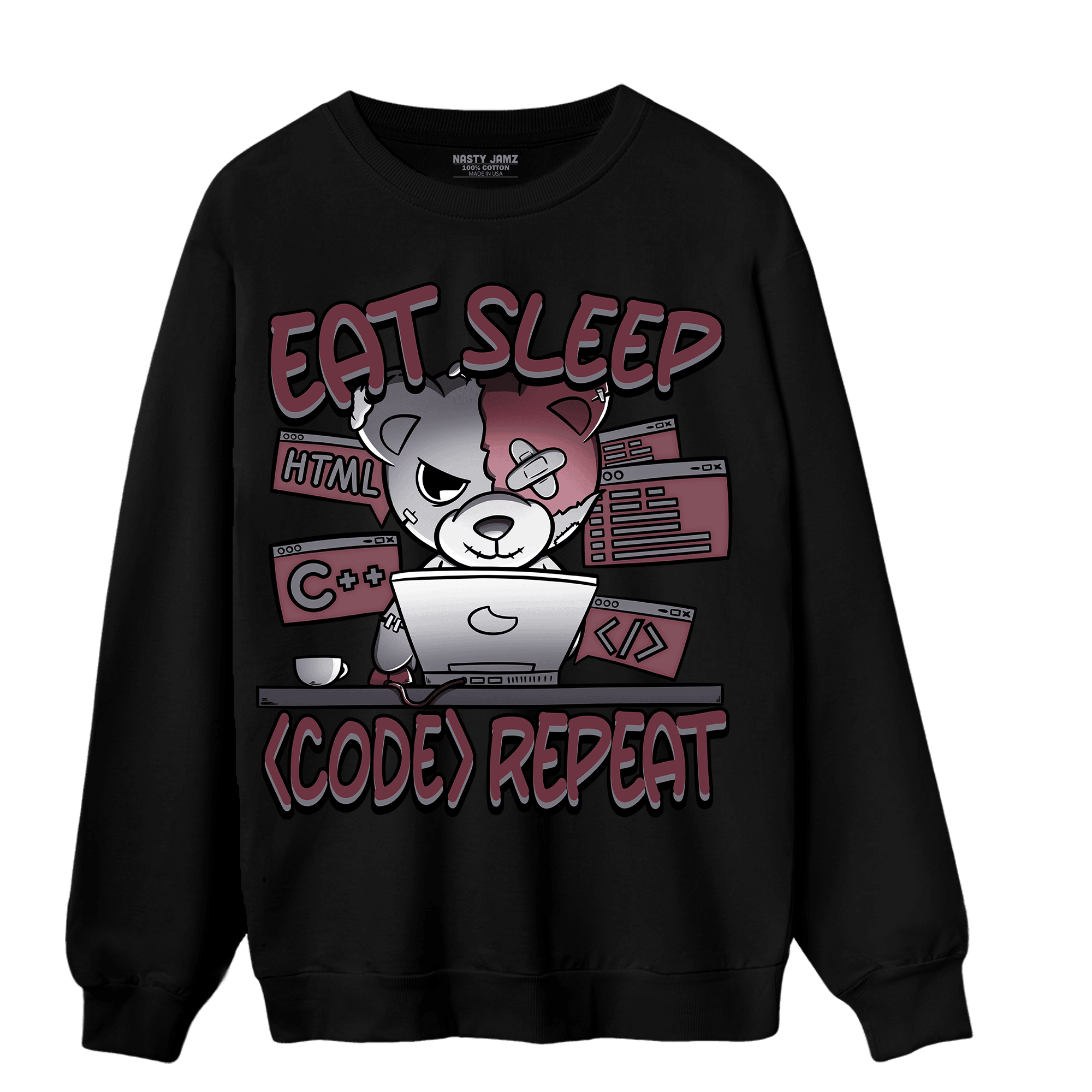 Burgundy 5s Sweatshirt Match Eat Sleep Code BER - NastyJamz