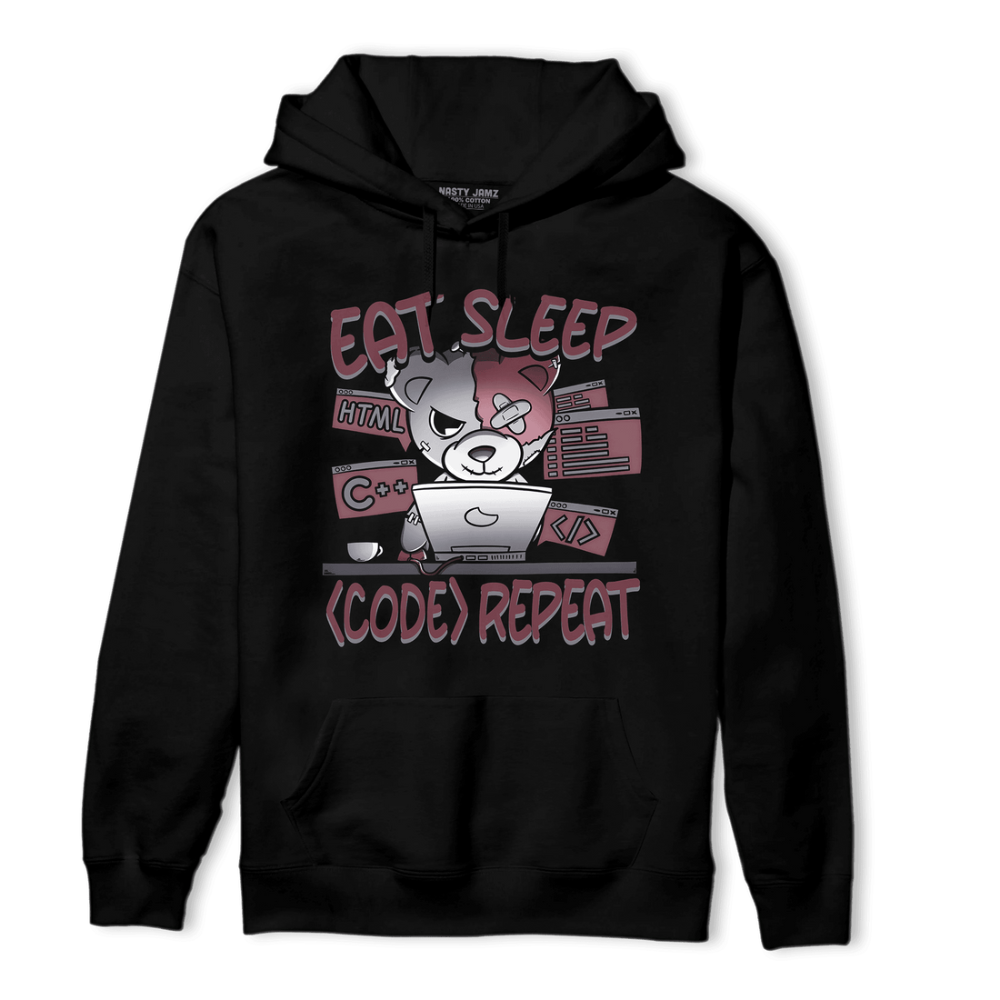 Burgundy 5s Hoodie Match Eat Sleep Code BER - NastyJamz