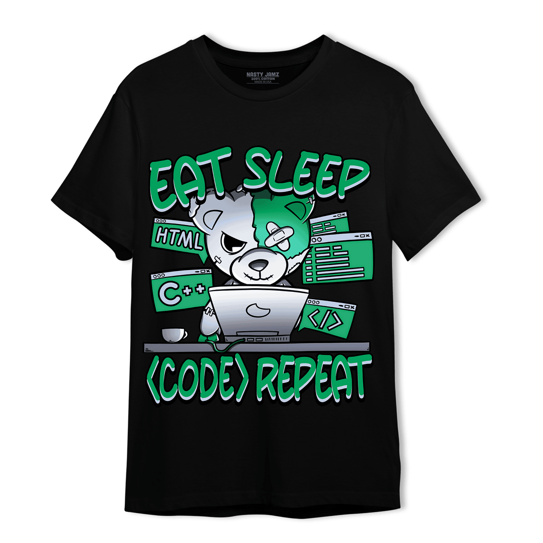 Lucky Green 5s T Shirt Match Eat Sleep Code BER - NastyJamz