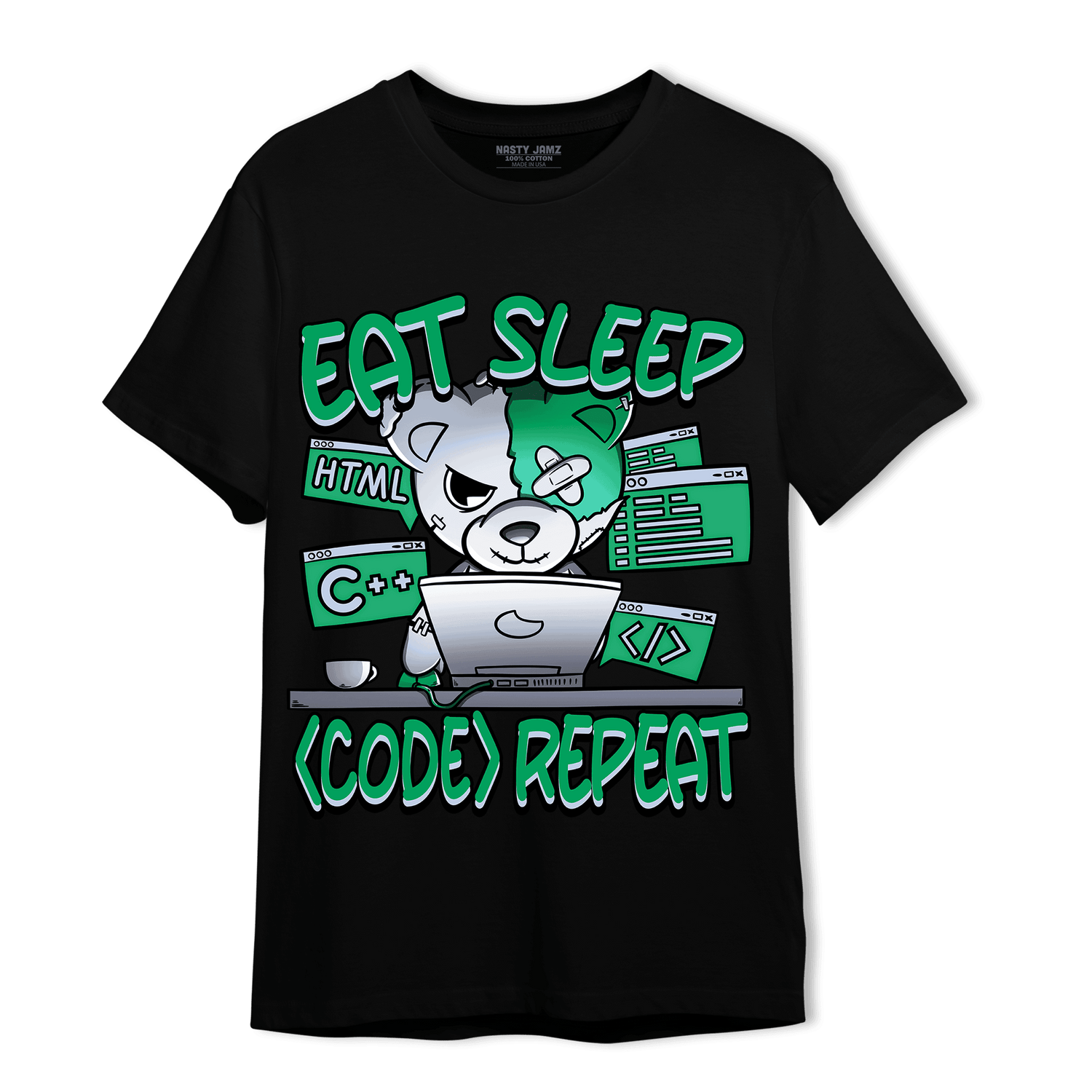 Lucky Green 5s T Shirt Match Eat Sleep Code BER - NastyJamz