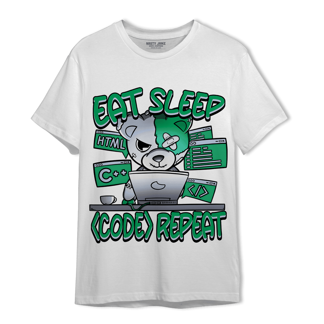 Lucky Green 5s T Shirt Match Eat Sleep Code BER - NastyJamz