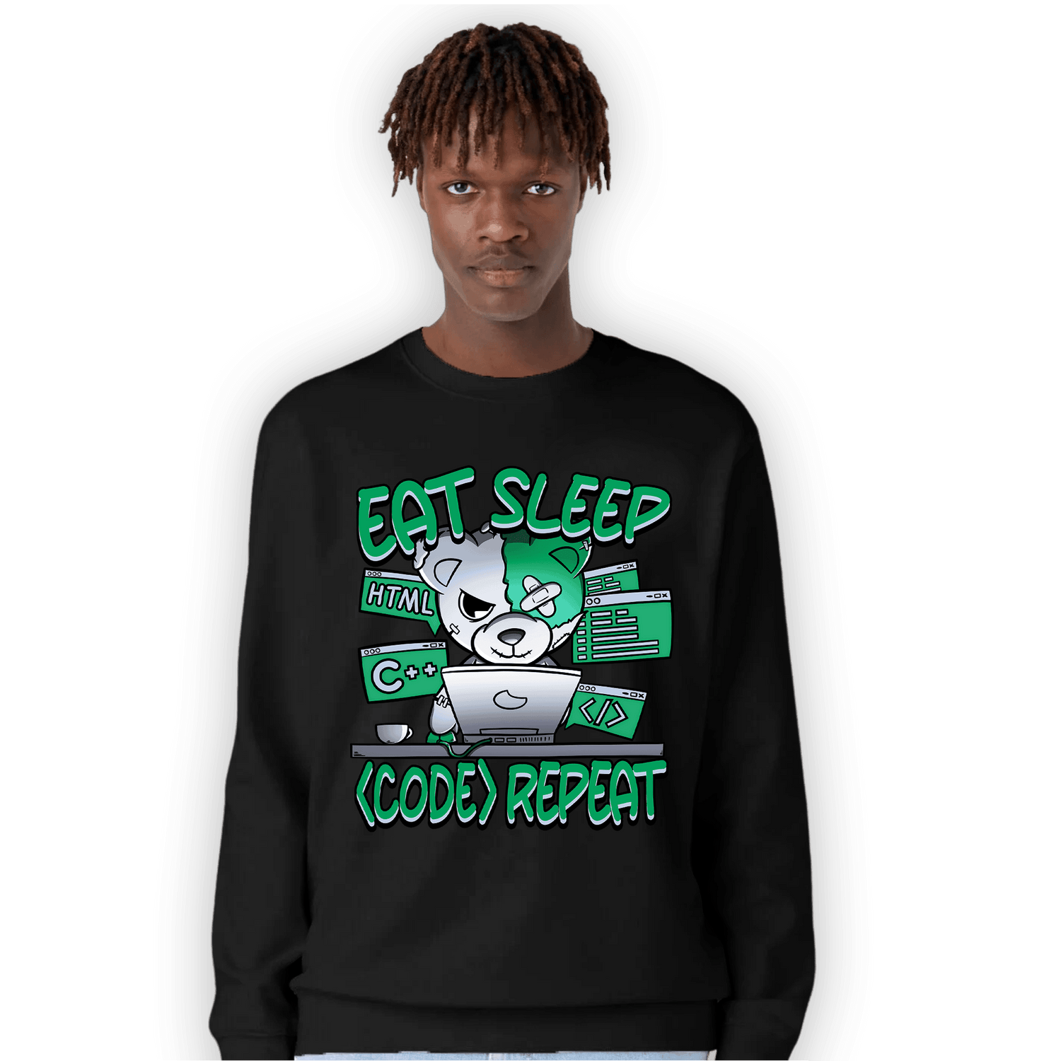 Lucky Green 5s Sweatshirt Match Eat Sleep Code BER - NastyJamz