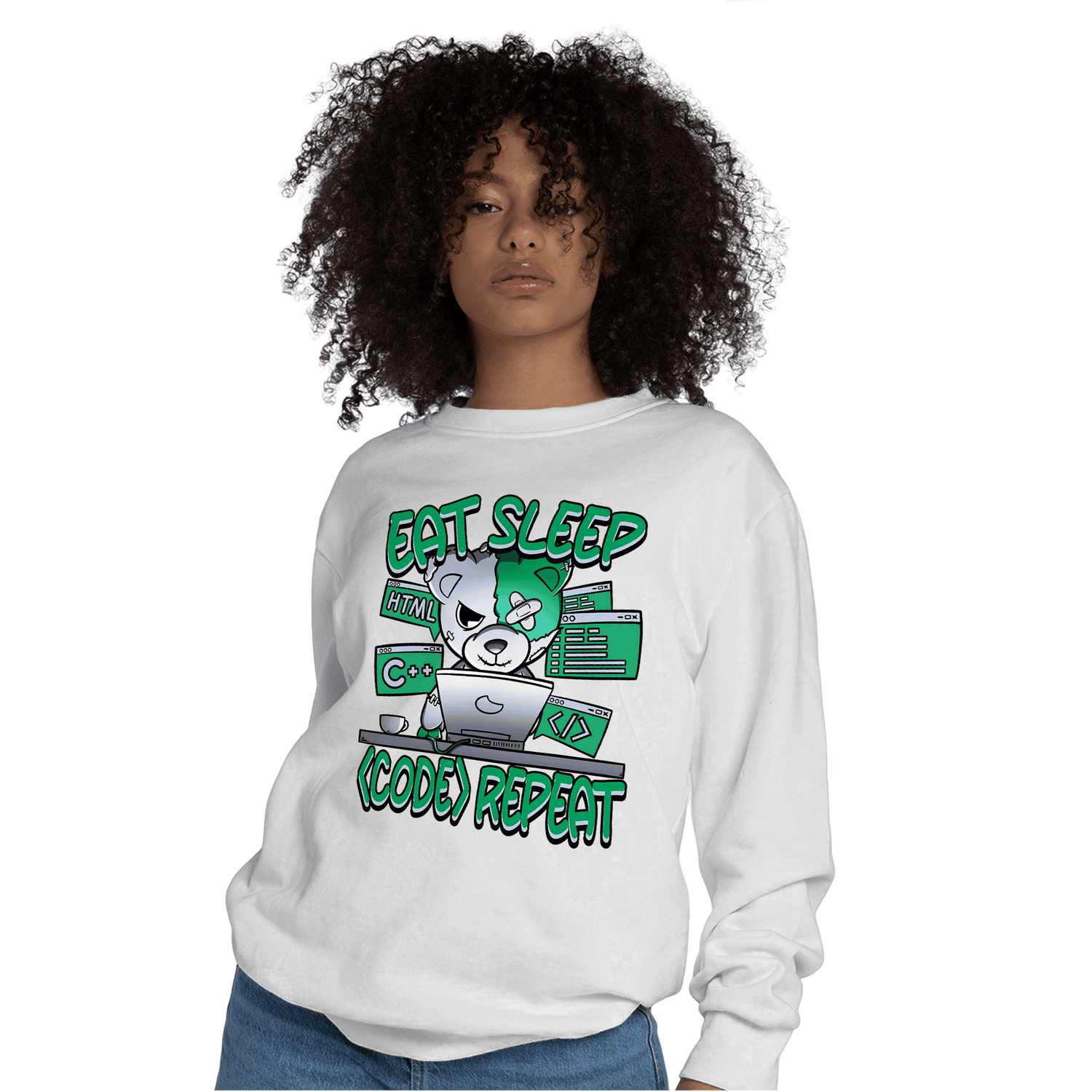 Lucky Green 5s Sweatshirt Match Eat Sleep Code BER - NastyJamz