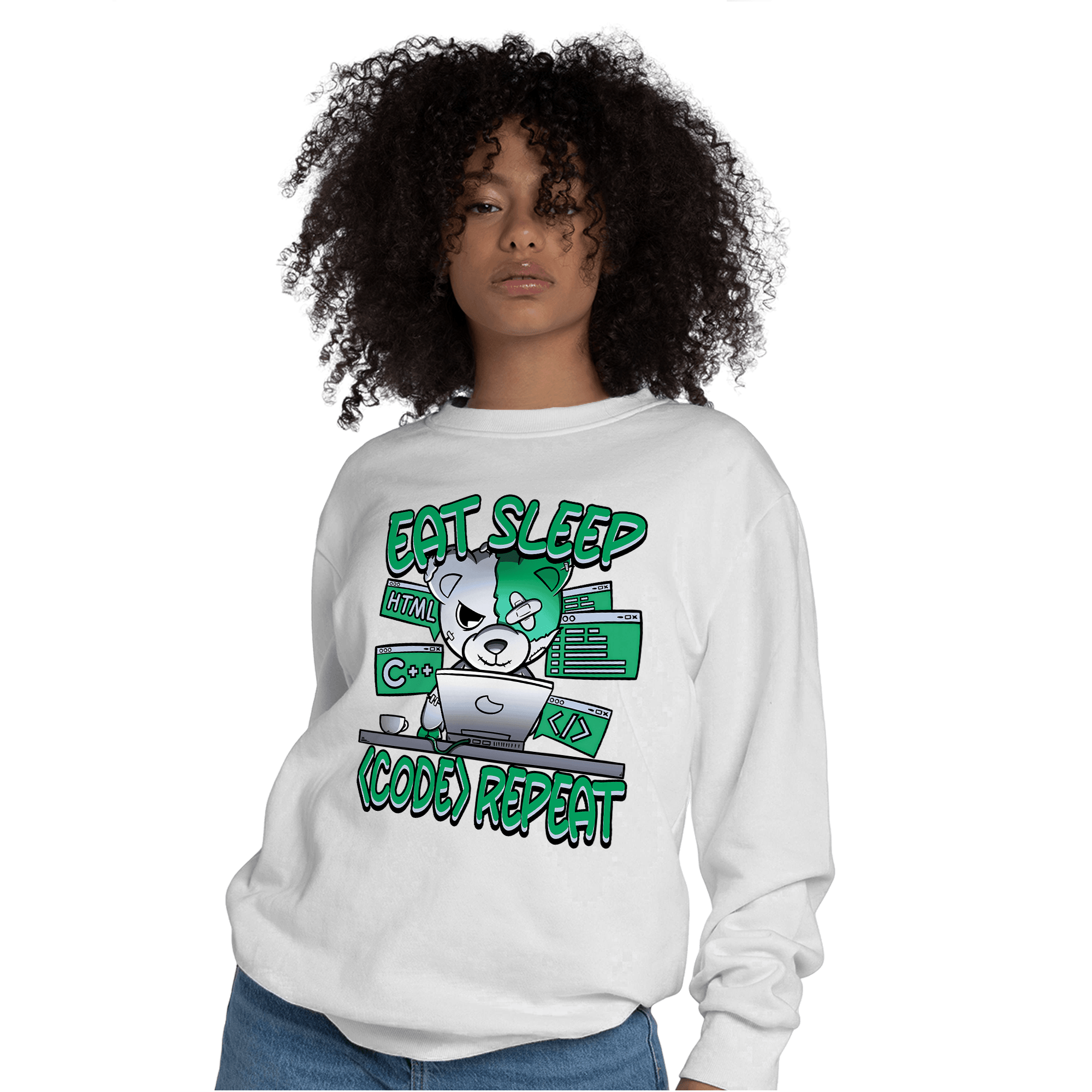 Lucky Green 5s Sweatshirt Match Eat Sleep Code BER - NastyJamz