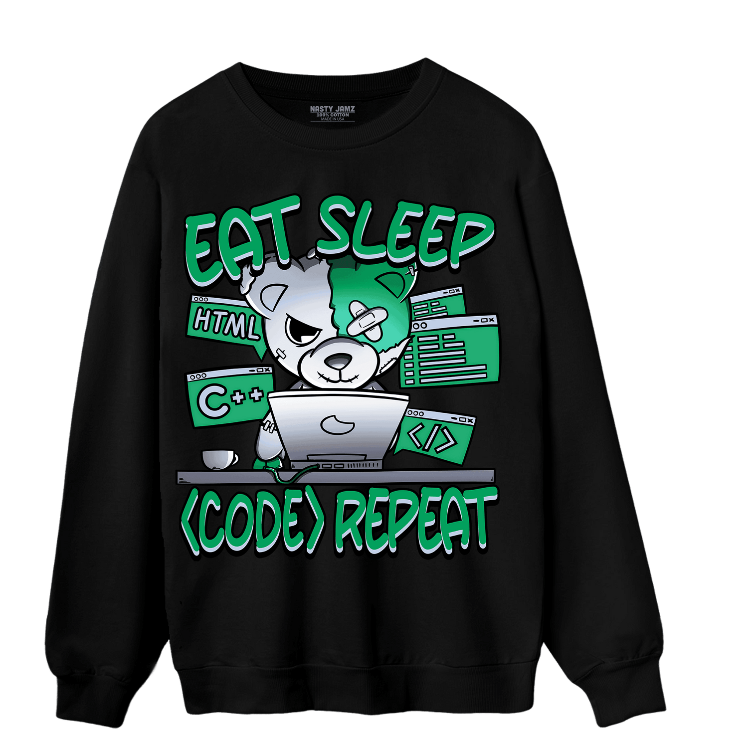 Lucky Green 5s Sweatshirt Match Eat Sleep Code BER - NastyJamz