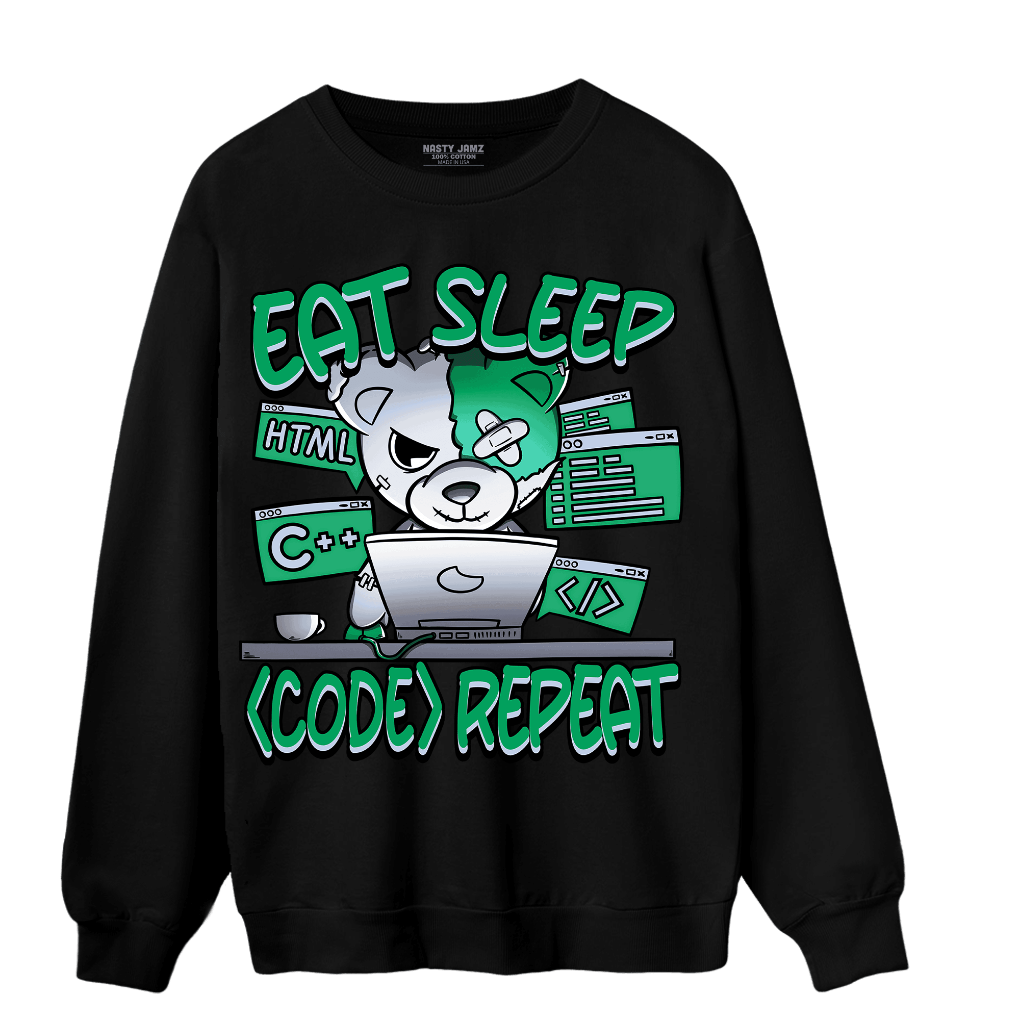 Lucky Green 5s Sweatshirt Match Eat Sleep Code BER - NastyJamz