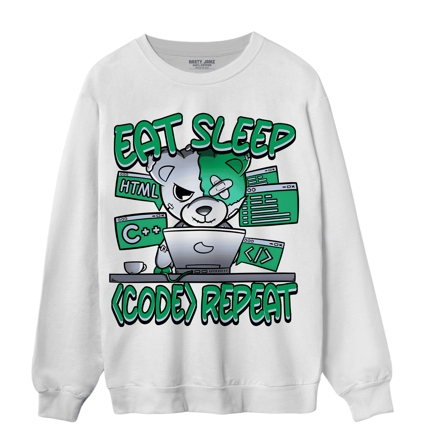 Lucky Green 5s Sweatshirt Match Eat Sleep Code BER - NastyJamz