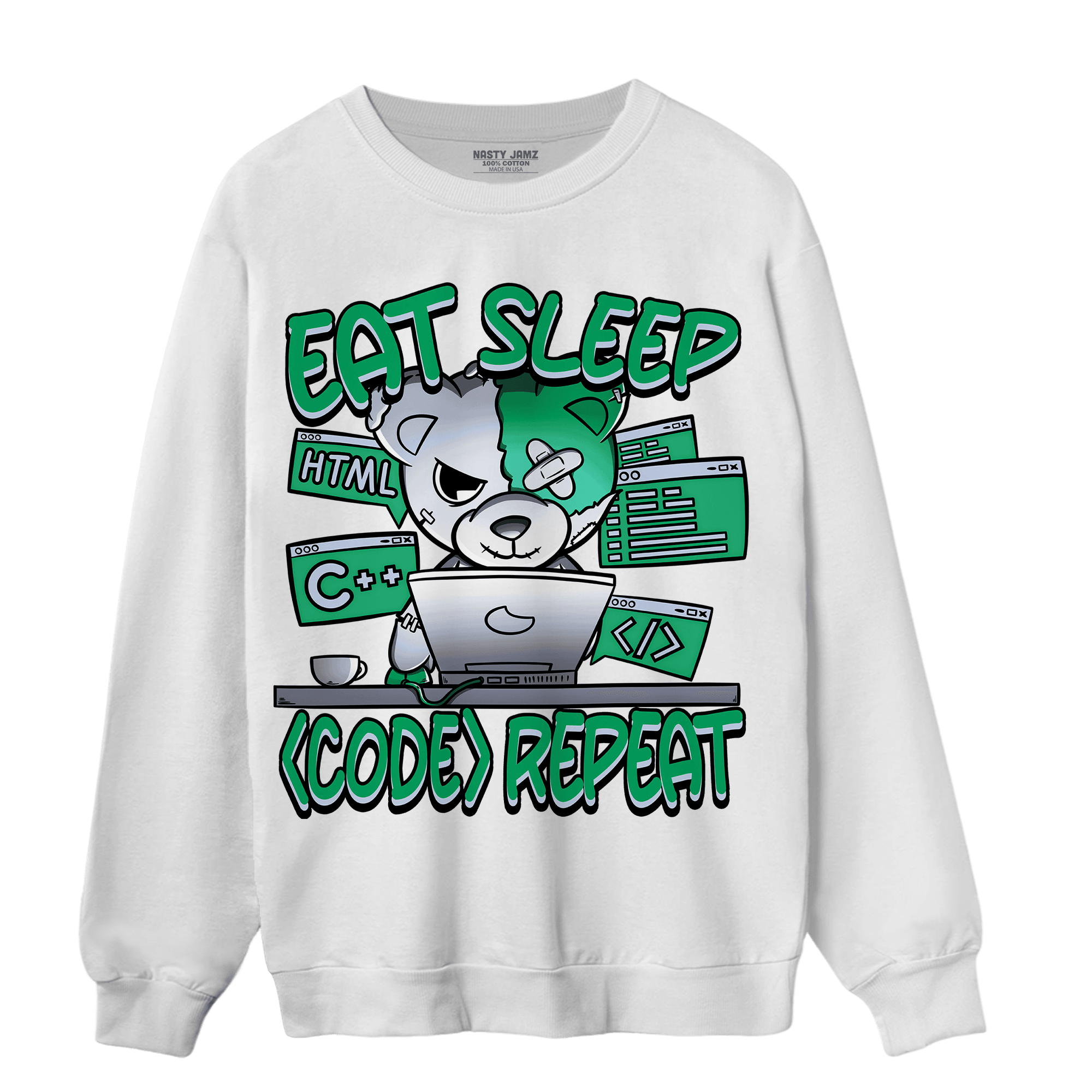 Lucky Green 5s Sweatshirt Match Eat Sleep Code BER - NastyJamz