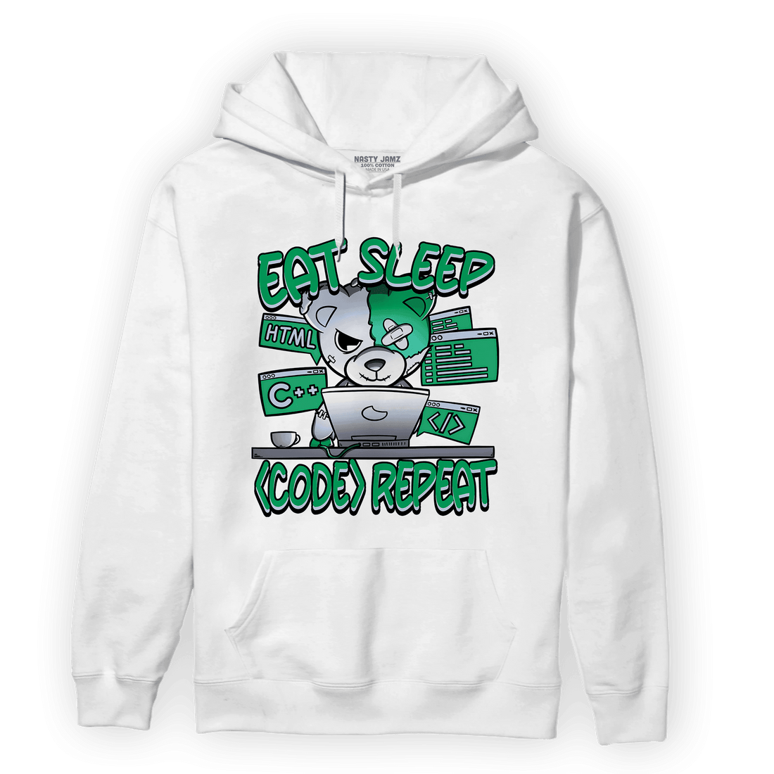 Lucky Green 5s Hoodie Match Eat Sleep Code BER - NastyJamz