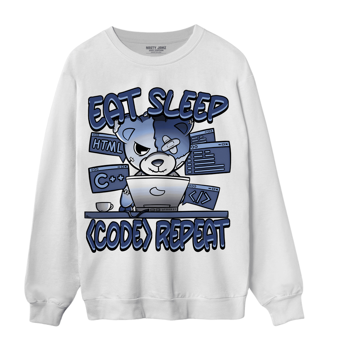 Midnight Navy 5s Sweatshirt Match Eat Sleep Code BER - NastyJamz