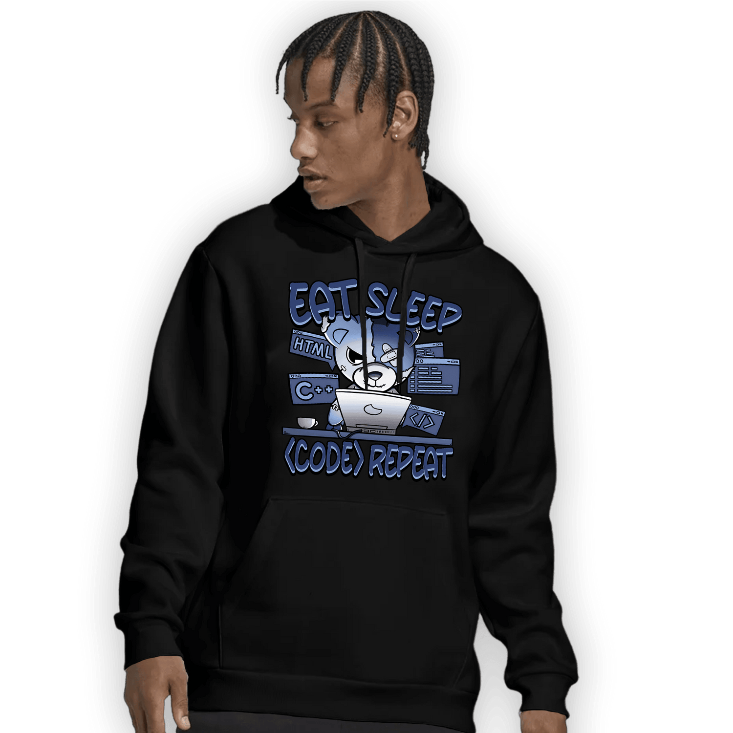 Midnight Navy 5s Hoodie Match Eat Sleep Code BER - NastyJamz