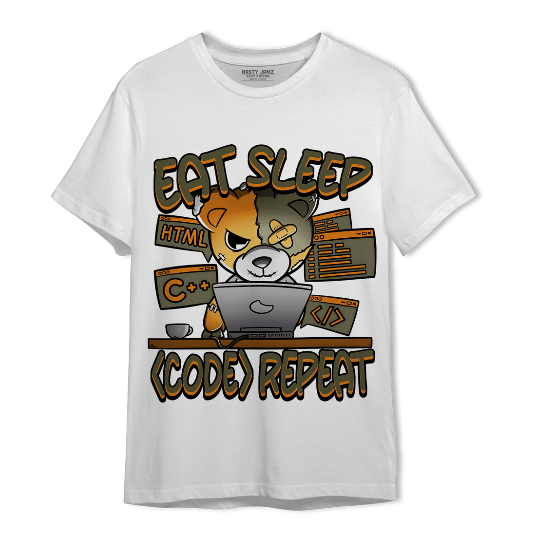Olive 5s T Shirt Match Eat Sleep Code BER - NastyJamz
