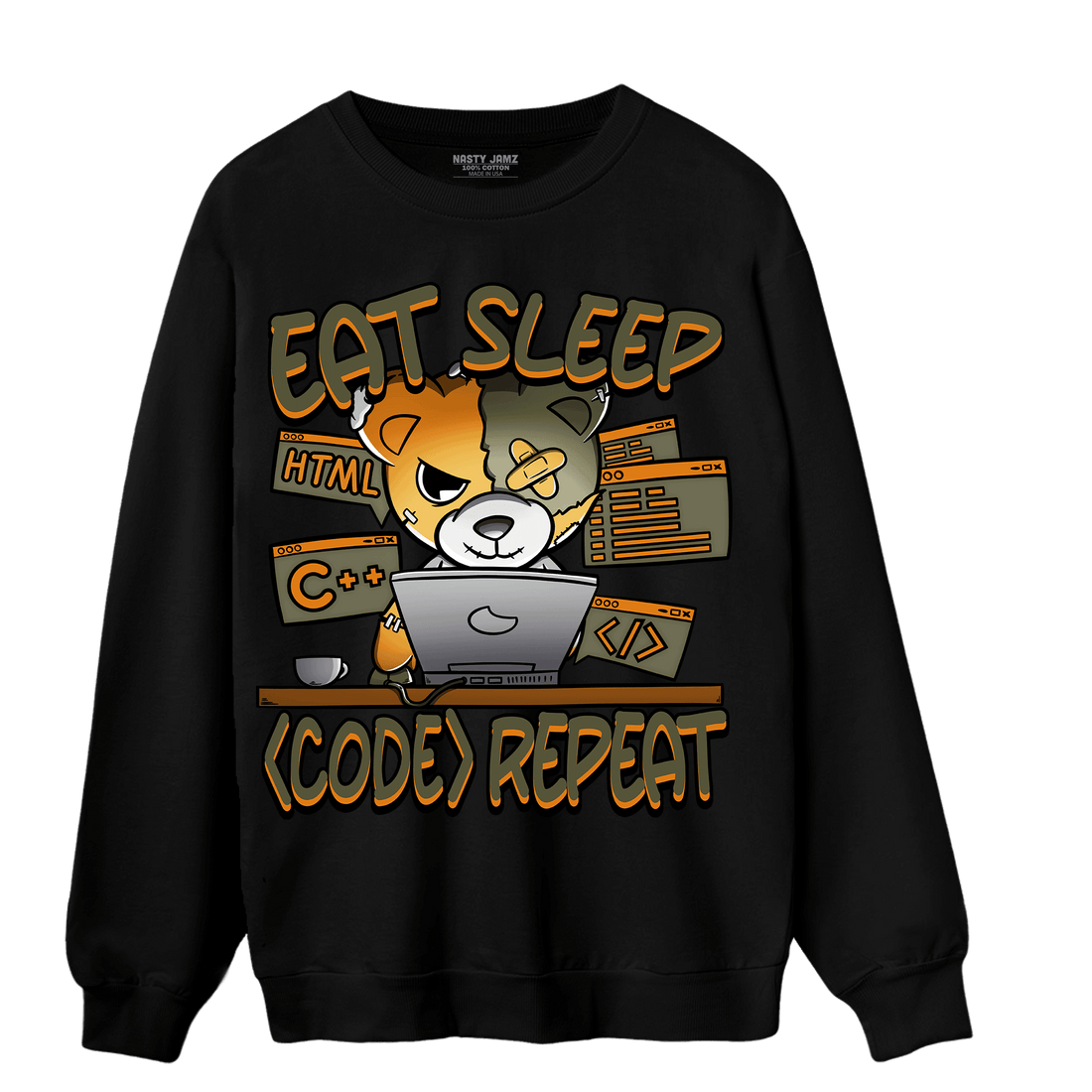 Olive 5s Sweatshirt Match Eat Sleep Code BER - NastyJamz