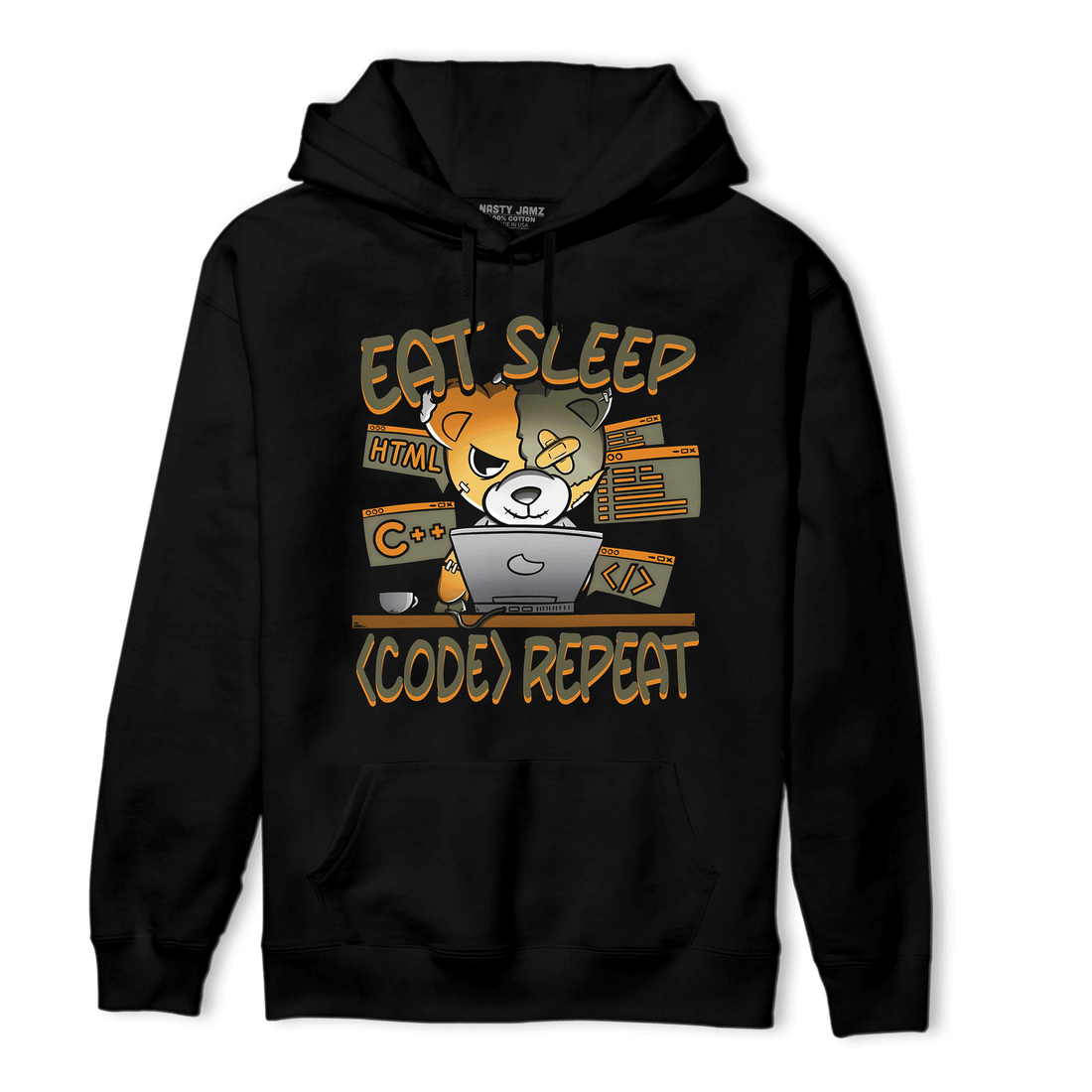 Olive 5s Hoodie Match Eat Sleep Code BER - NastyJamz