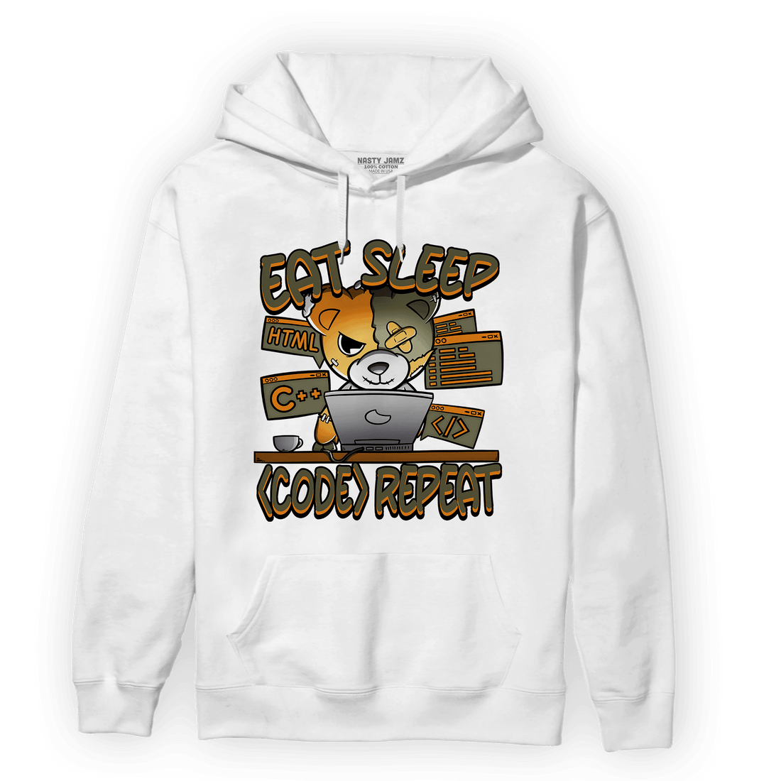 Olive 5s Hoodie Match Eat Sleep Code BER - NastyJamz