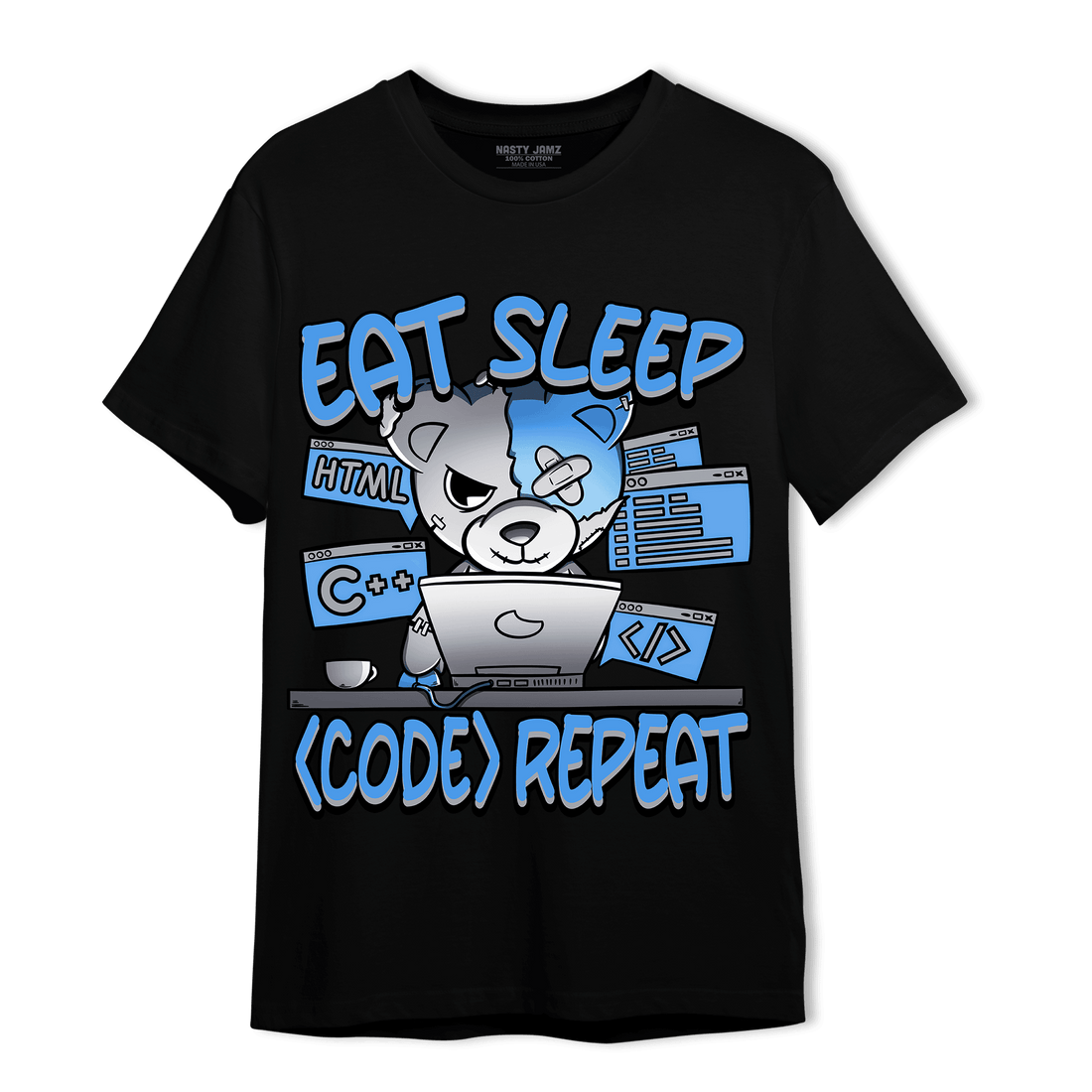 University Blue 5s T Shirt Match Eat Sleep Code BER - NastyJamz