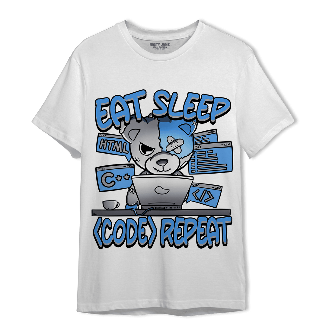 University Blue 5s T Shirt Match Eat Sleep Code BER - NastyJamz