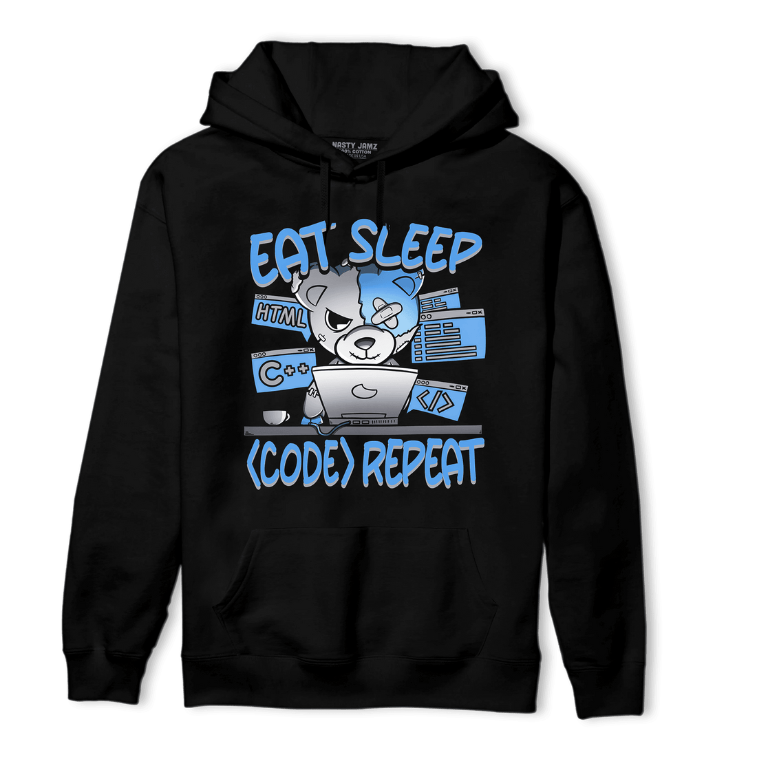 University Blue 5s Hoodie Match Eat Sleep Code BER - NastyJamz