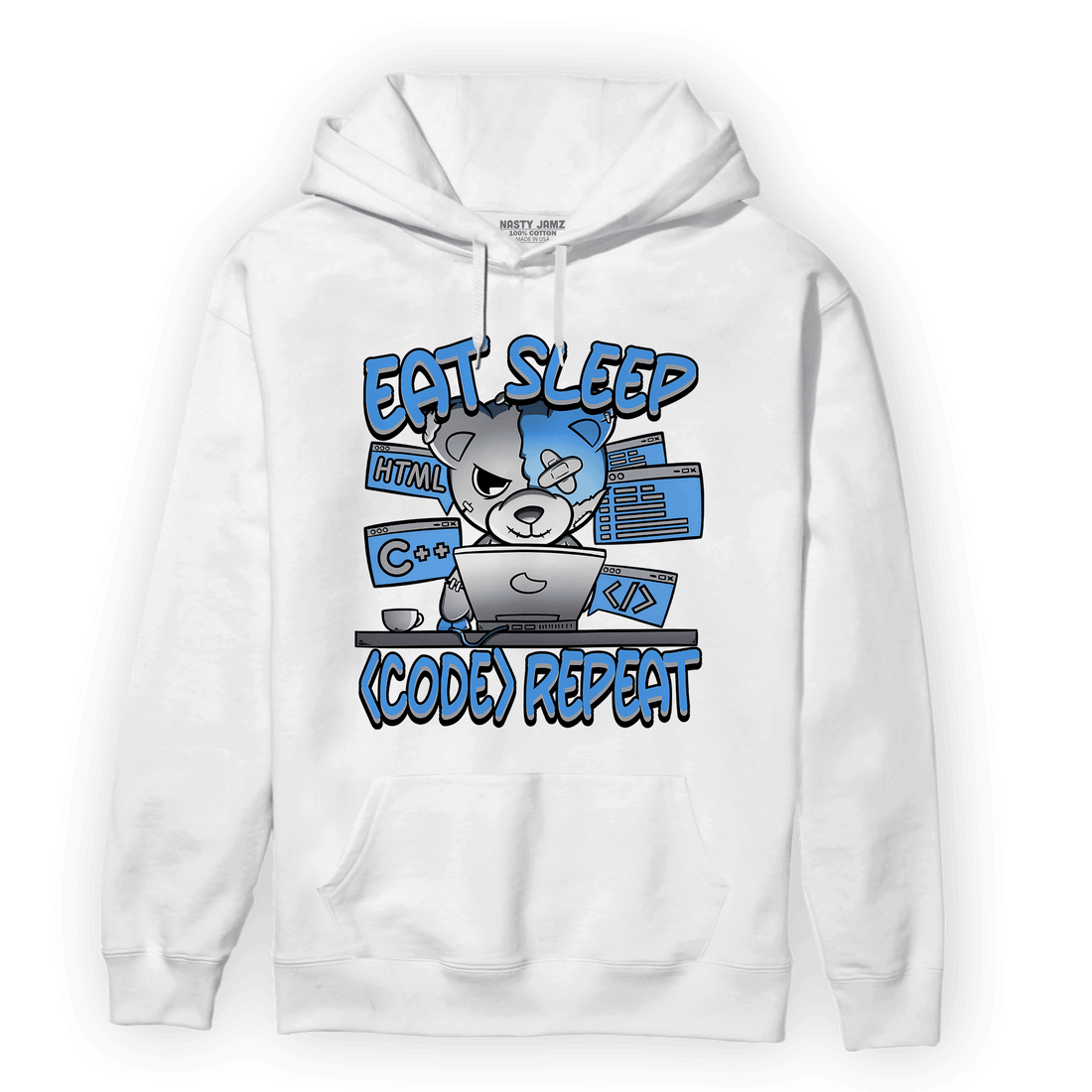 University Blue 5s Hoodie Match Eat Sleep Code BER - NastyJamz