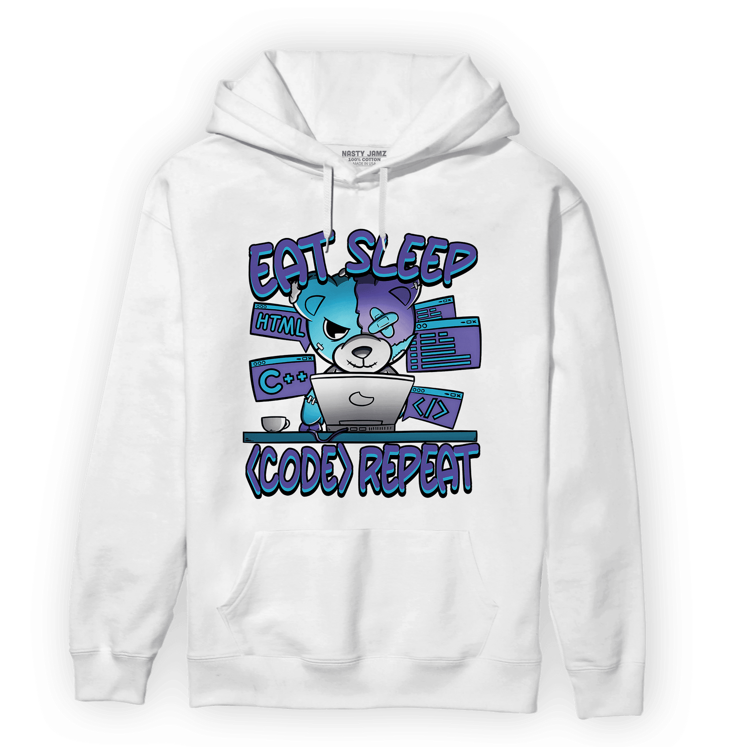 Aqua 6s Hoodie Match Eat Sleep Code BER - NastyJamz