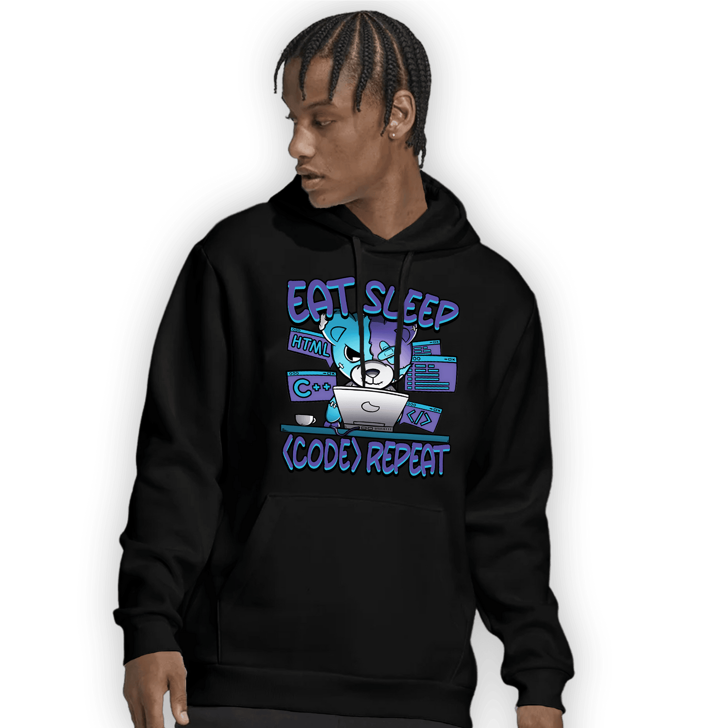 Aqua 6s Hoodie Match Eat Sleep Code BER - NastyJamz
