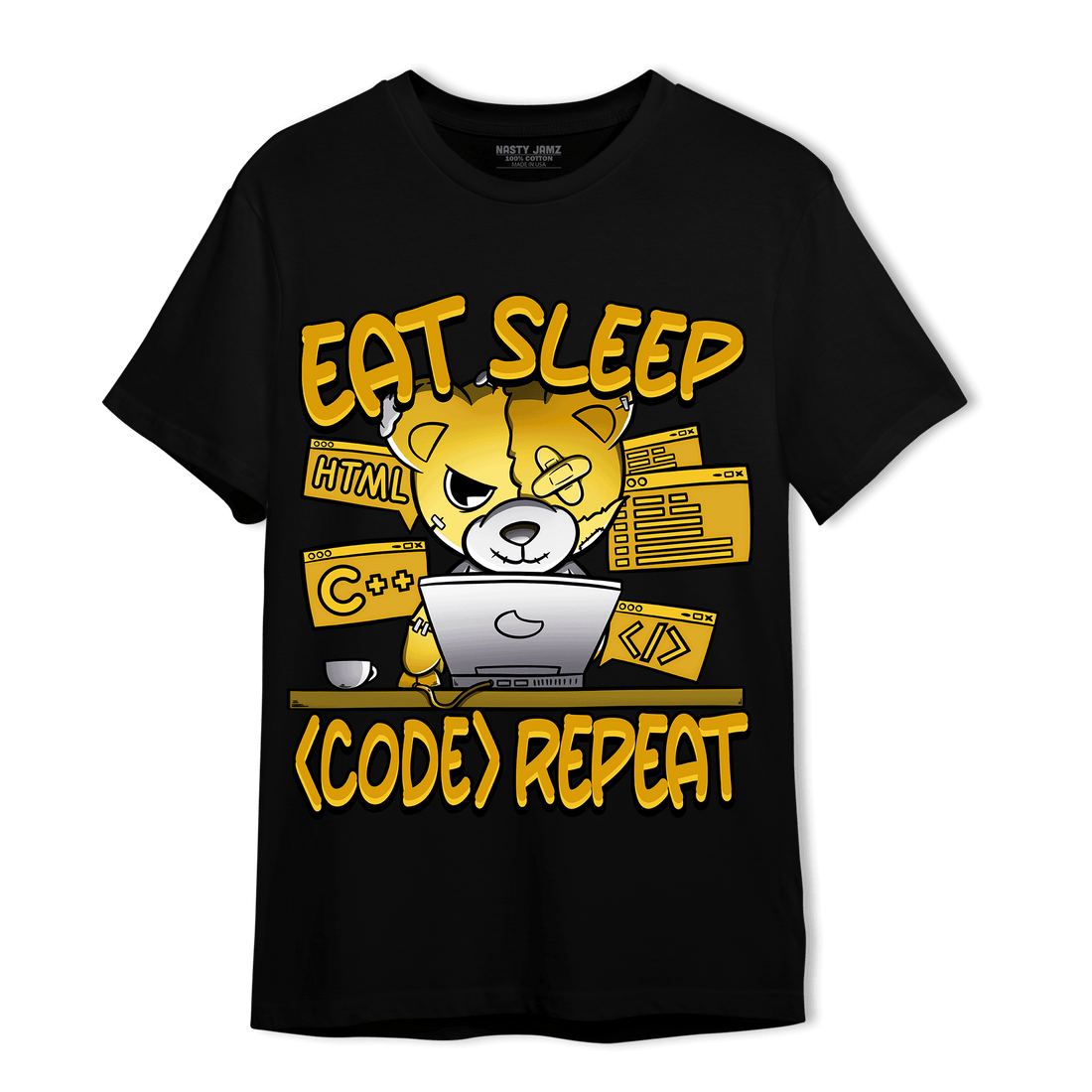 Yellow Ochre 6s T Shirt Match Eat Sleep Code BER - NastyJamz