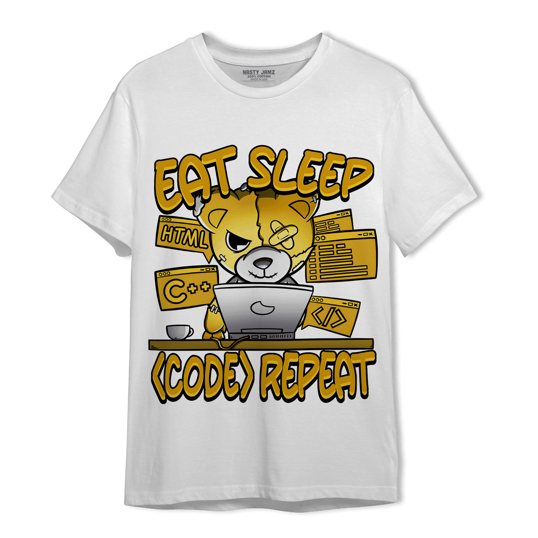Yellow Ochre 6s T Shirt Match Eat Sleep Code BER - NastyJamz