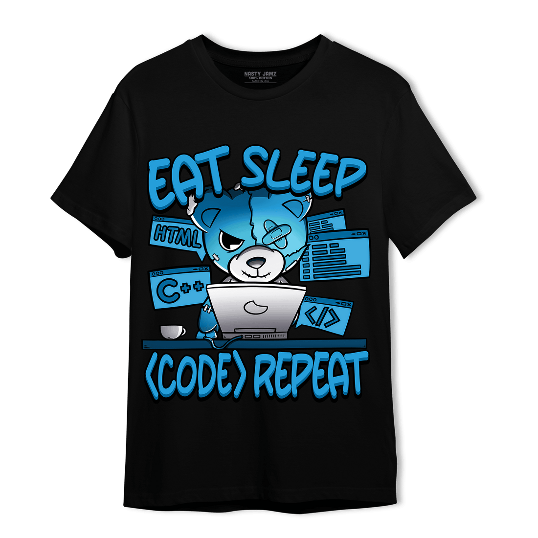 Powder Blue 9s T Shirt Match Eat Sleep Code BER - NastyJamz
