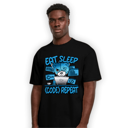 Powder Blue 9s T Shirt Match Eat Sleep Code BER - NastyJamz
