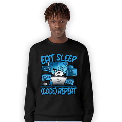 Powder Blue 9s Sweatshirt Match Eat Sleep Code BER - NastyJamz