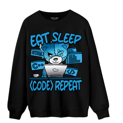 Powder Blue 9s Sweatshirt Match Eat Sleep Code BER - NastyJamz