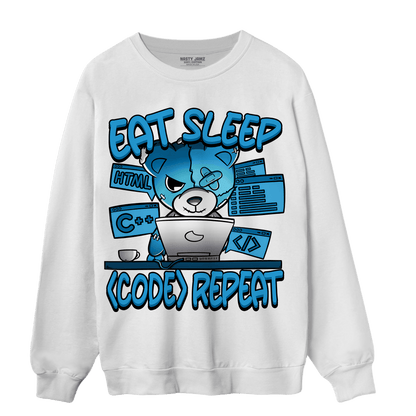 Powder Blue 9s Sweatshirt Match Eat Sleep Code BER - NastyJamz