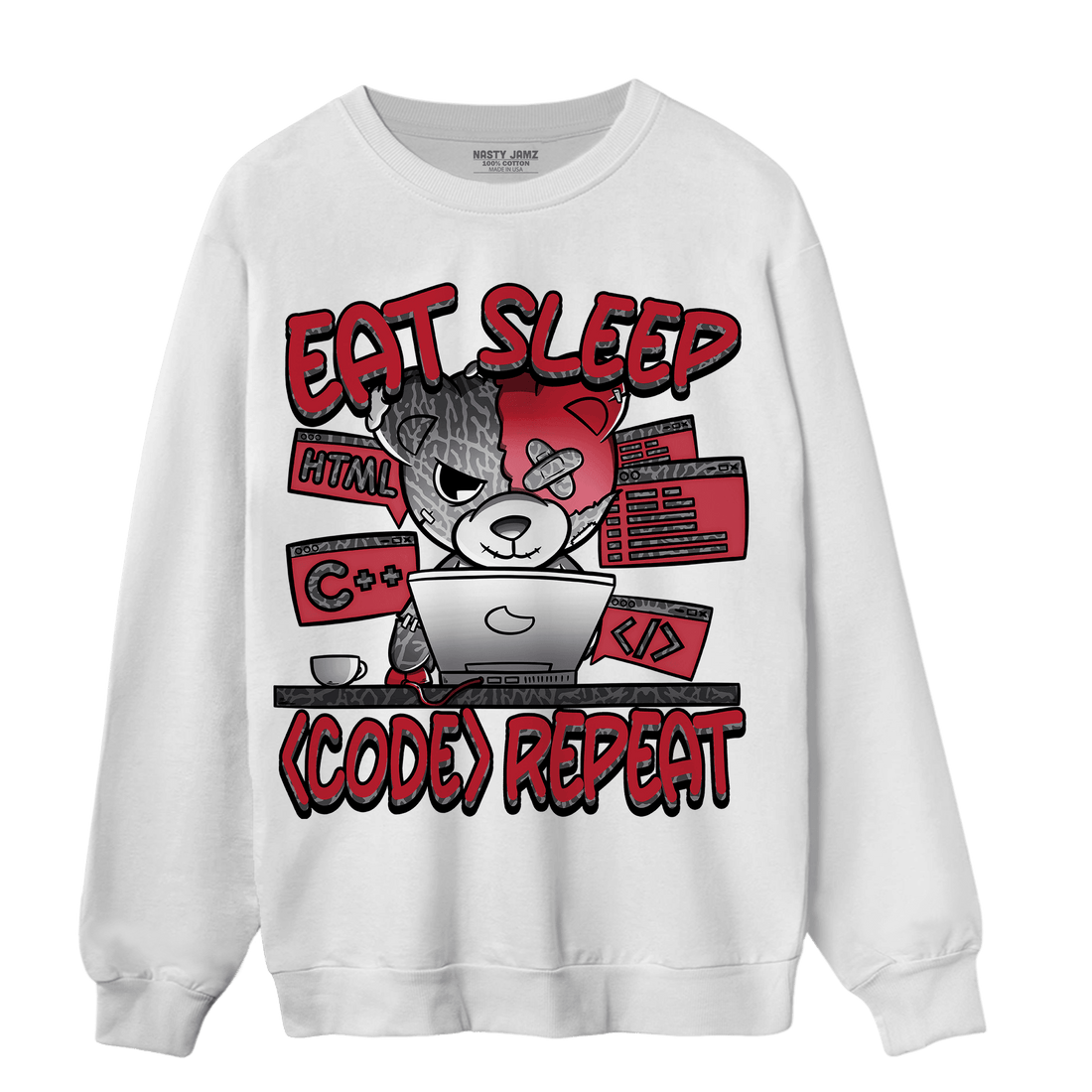Spizike Low Bred Sweatshirt Match Eat Sleep Code BER - NastyJamz