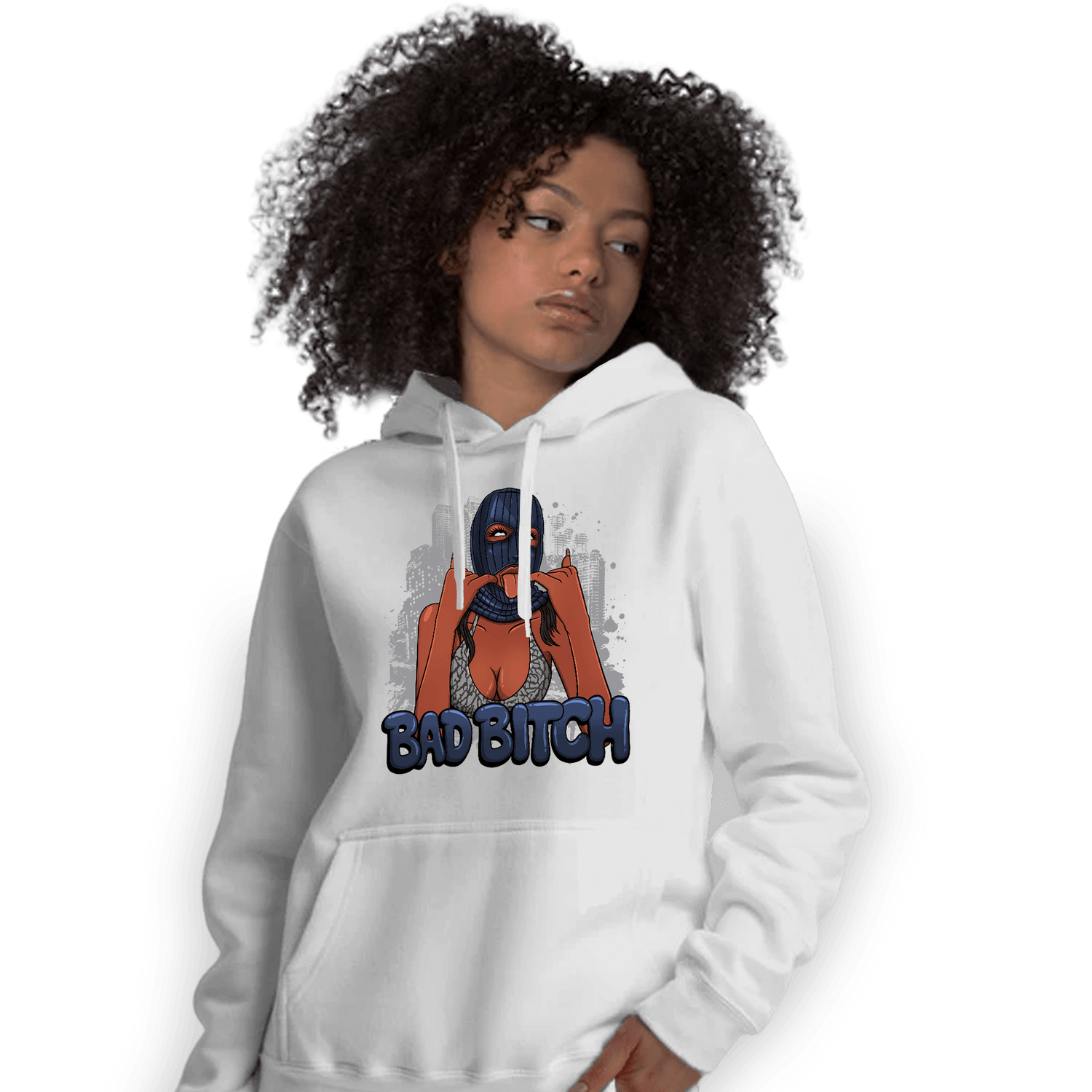 White Navy 3s Hoodie Match Gangster Bad Bitch - NastyJamz
