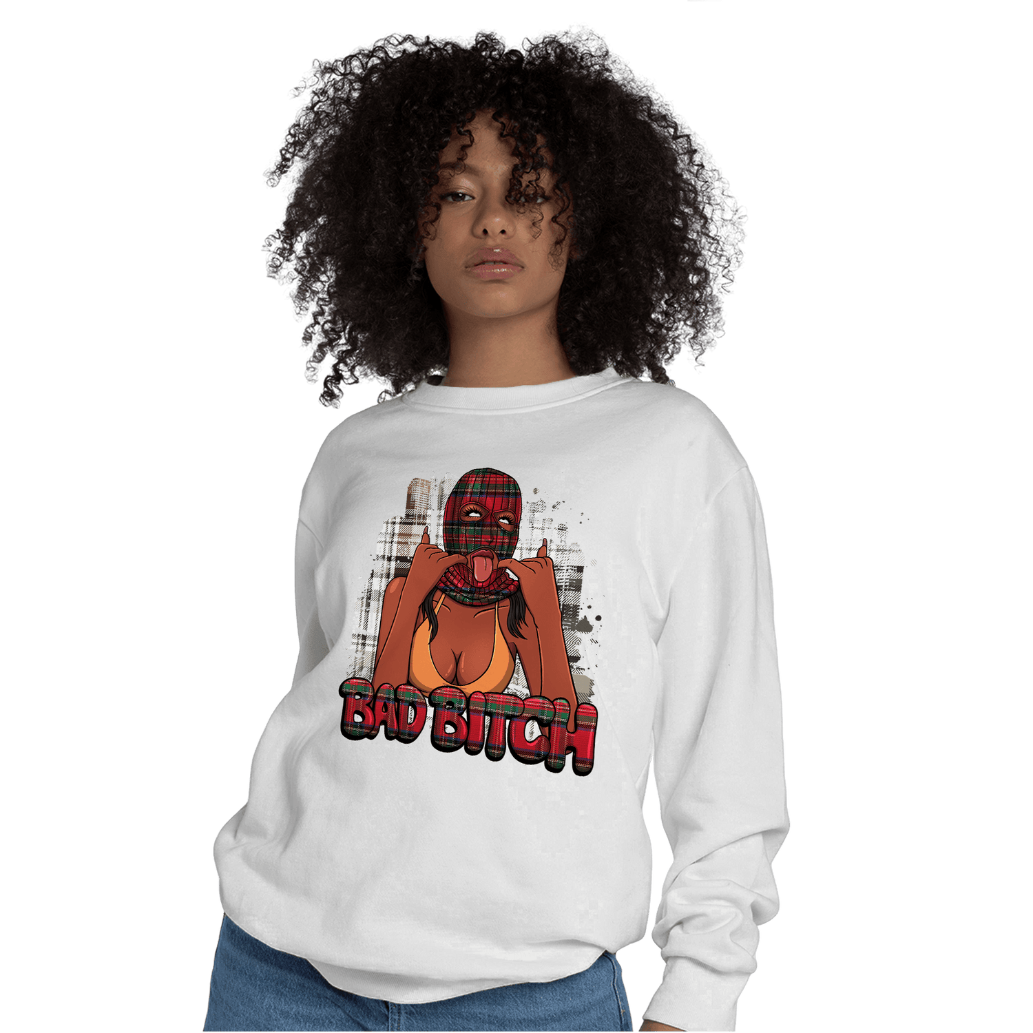 Plaid 5s Sweatshirt Match Gangster Bad Bitch - NastyJamz