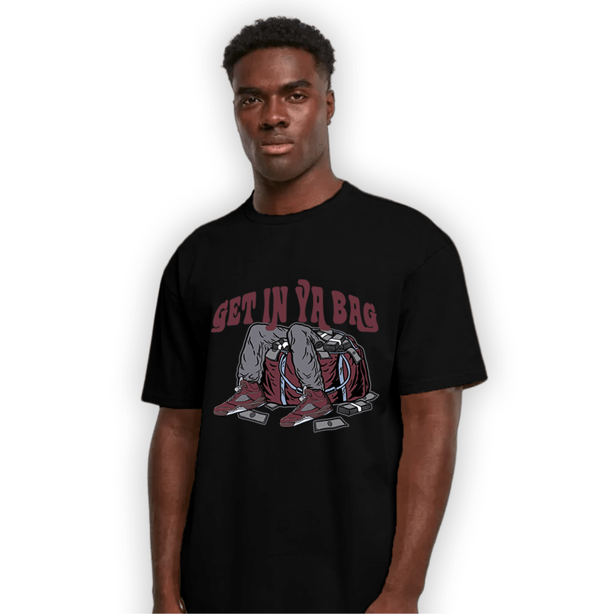 Burgundy 5s T Shirt Match Get In Ya Bag - NastyJamz